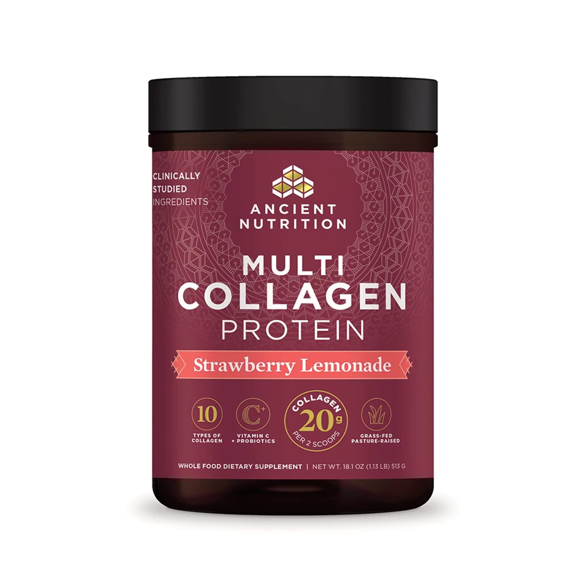 Ancient Nutrition Collagen Powder Protein, Multi Collagen Protein Powder, Strawberry Lemo Ancient NutritionUS supplements
