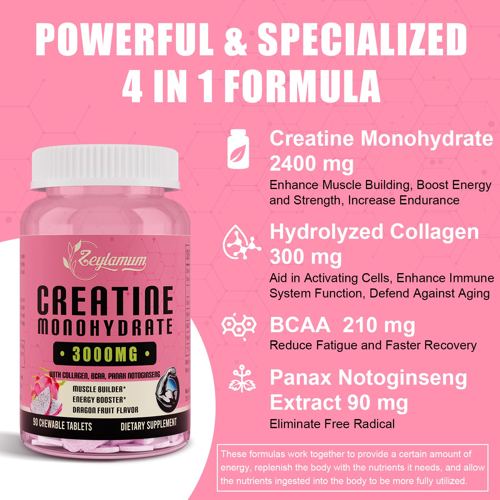 Creatine Monohydrate for Women, Creatine Supplement 3000mg, with Hydrolyzed ZeylamumUS supplements