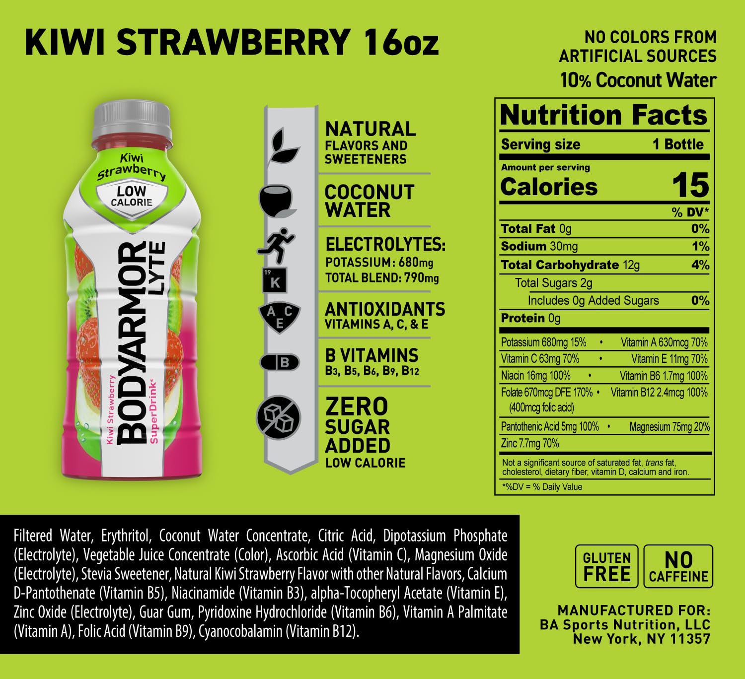 BODYARMOR LYTE Sports Drink Low-Calorie Sports Beverage, Kiwi Strawberry BODYARMORUS supplements