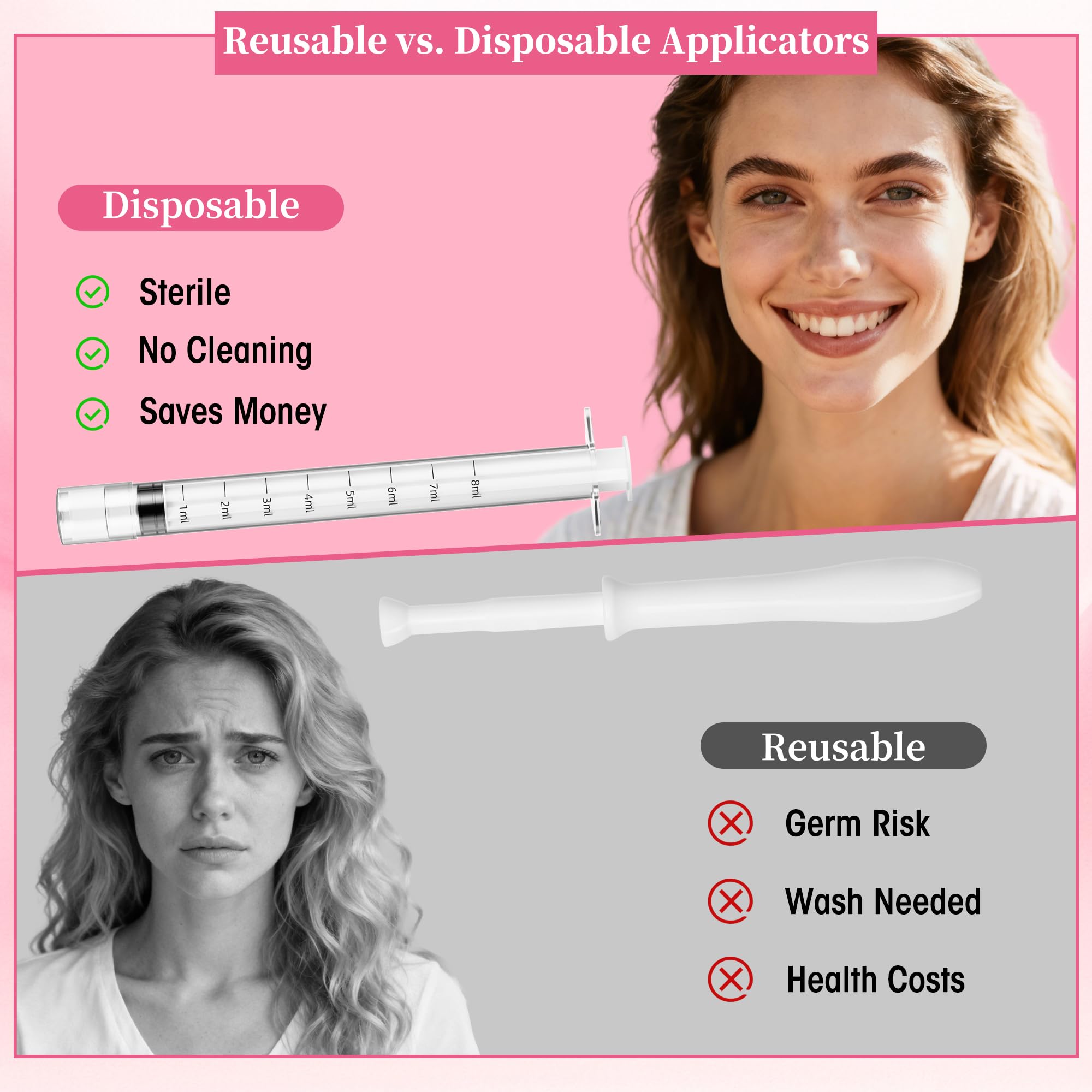 Disposable Vaginal Suppository Applicator for Women – 8ml Lube Injector Syringes with Smooth Tip, Fits Most Creams Gels Pills Tablet Suppositories, Sterilized Individually Wrapped, Pack of 20 BeHerkUS supplements