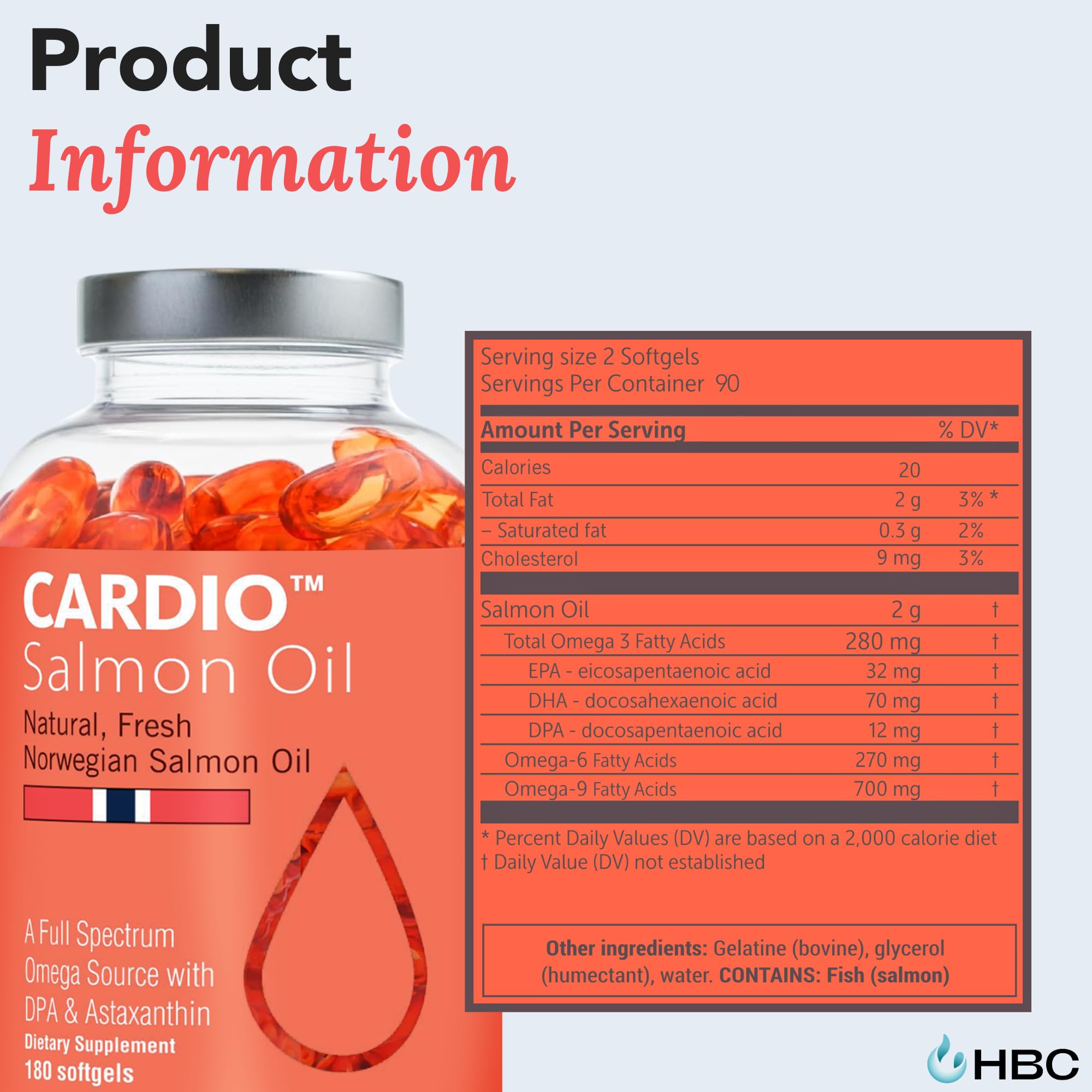 High Strength Omega 3 Fish Oil - 1000mg, Norwegian Salmon Oil with EPA & DHA, No Burping or Aftertaste, Omega 3 Fatty Acids Supplement for Eye, Brain & Heart, Triglyceride Form - 180 Capsules Hofseth BioCareAu supplements