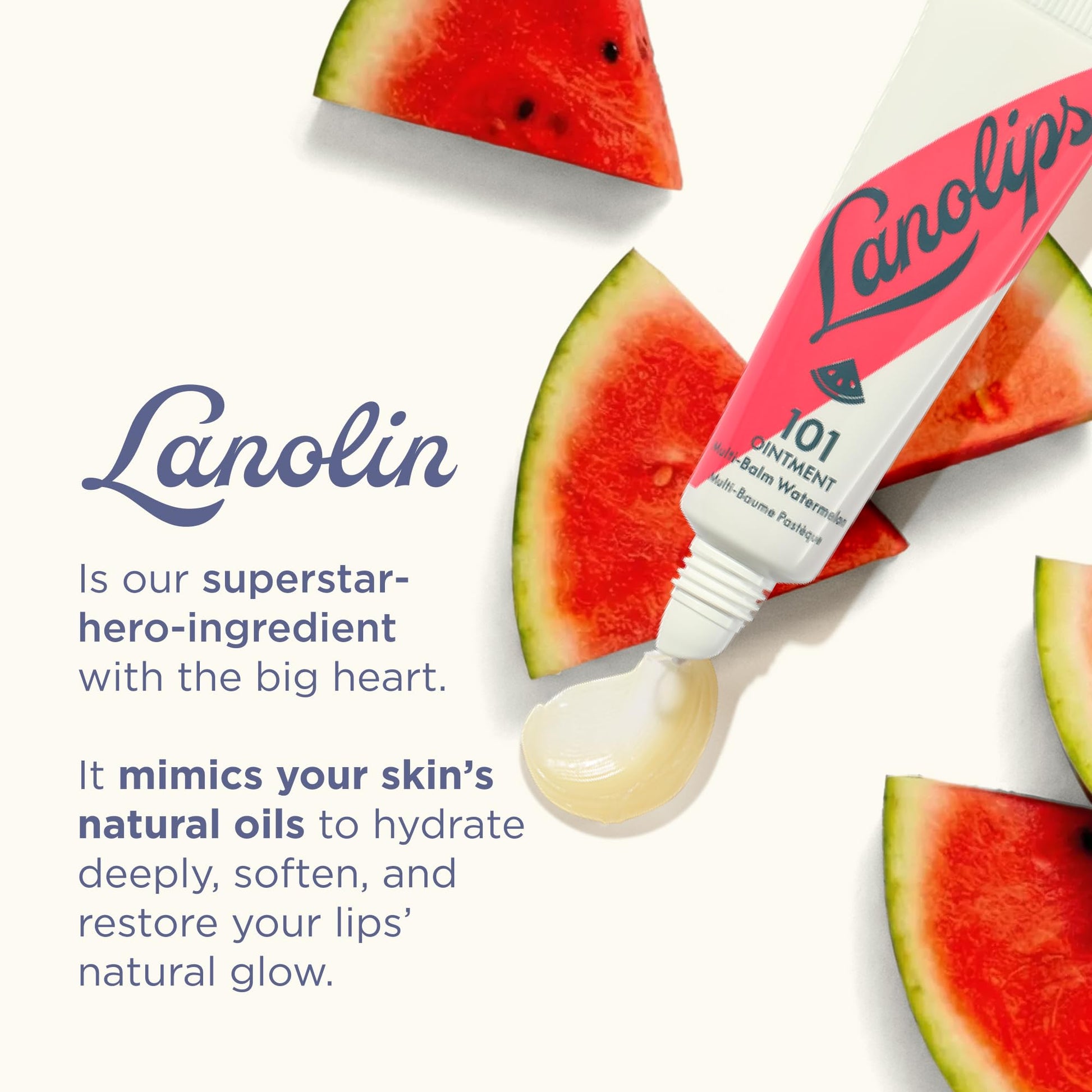 Lanolin 101 Multipurpose Ointment - Lanolin Lip Balm & Healing Ointment for Skin Barrier Repair - Moisturizer for Dry Lips, Cuticles & Elbows - No Petroleum Formula - Watermelon (0.35 oz) LanolipsAu supplements