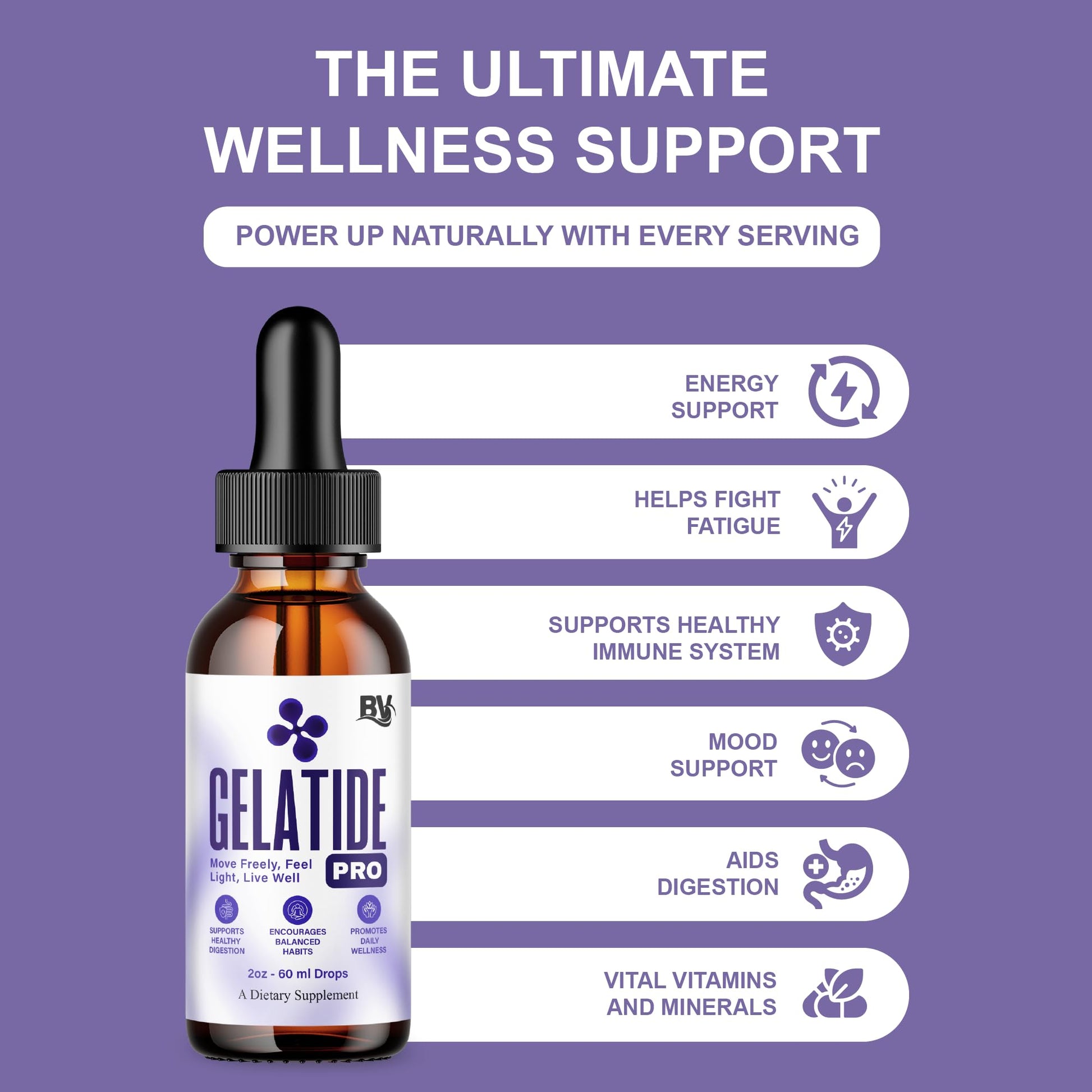 BLUE VIBE Gelatide Liquid Drops, Gela Tide Advanced Maximum Strength Overall Health & Wellness Support Supplement, Gelatide Premium Daily Health and Overall Energy Formula (2oz / 60ml) BLUE VIBEAu supplements