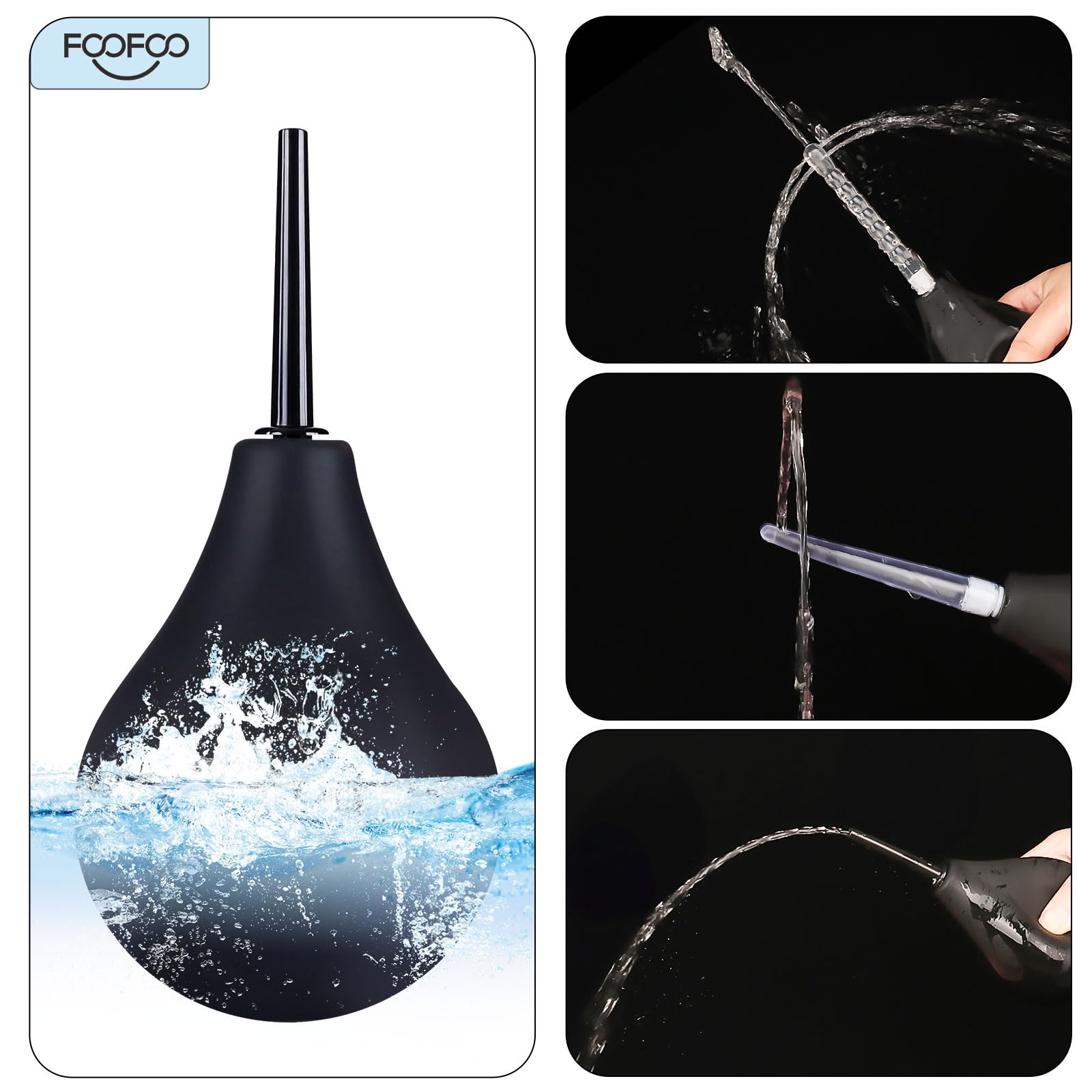 Enema Bulb 7.6oz Douche Enema Kit Includes 4 Nozzles for Women & Men Black with Storage Bag FOOFOOAu supplements