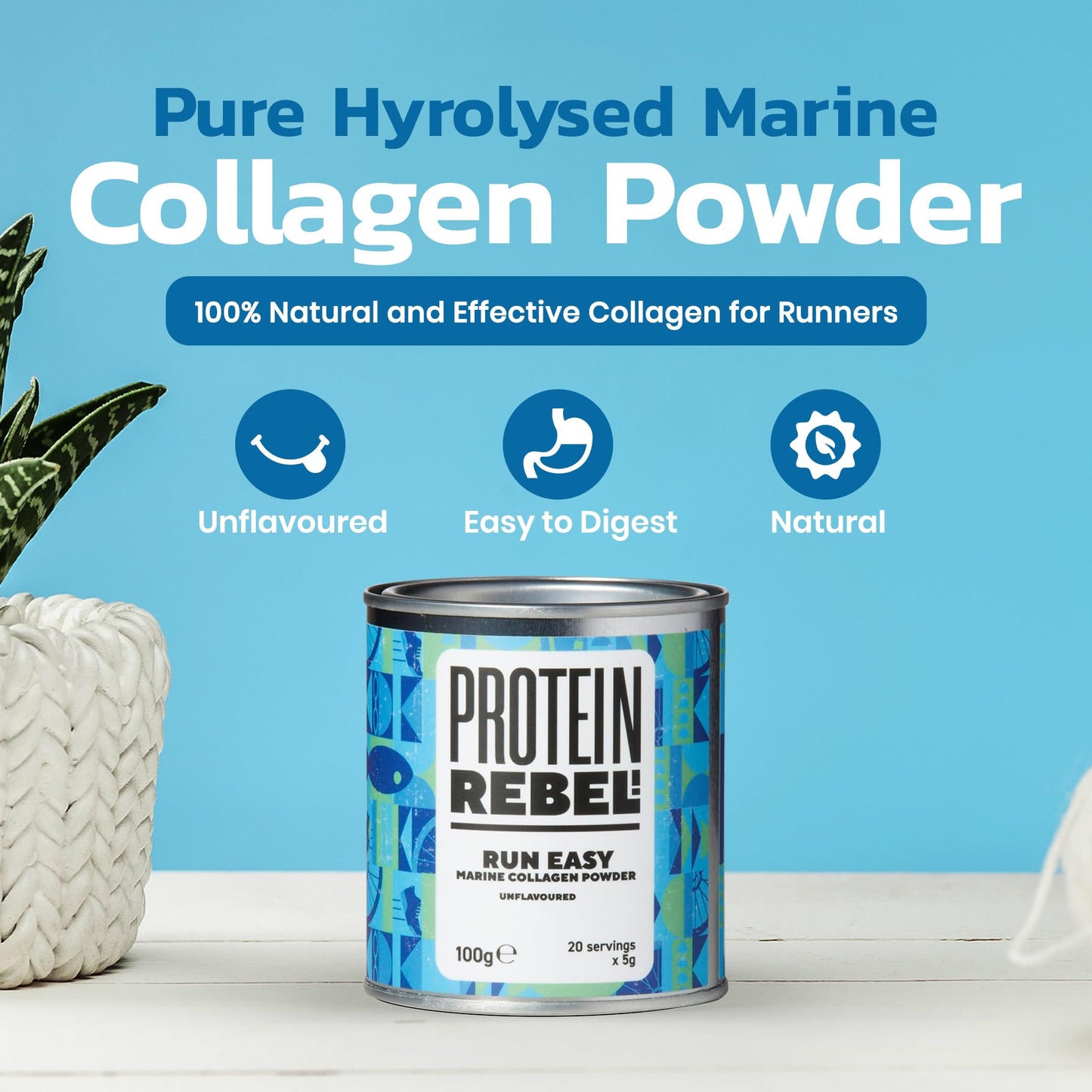 Protein Rebel - Run Easy Marine Collagen Powder for Running, Joint Support - Unflavoured Powder Collagen Protein RebelUS supplements