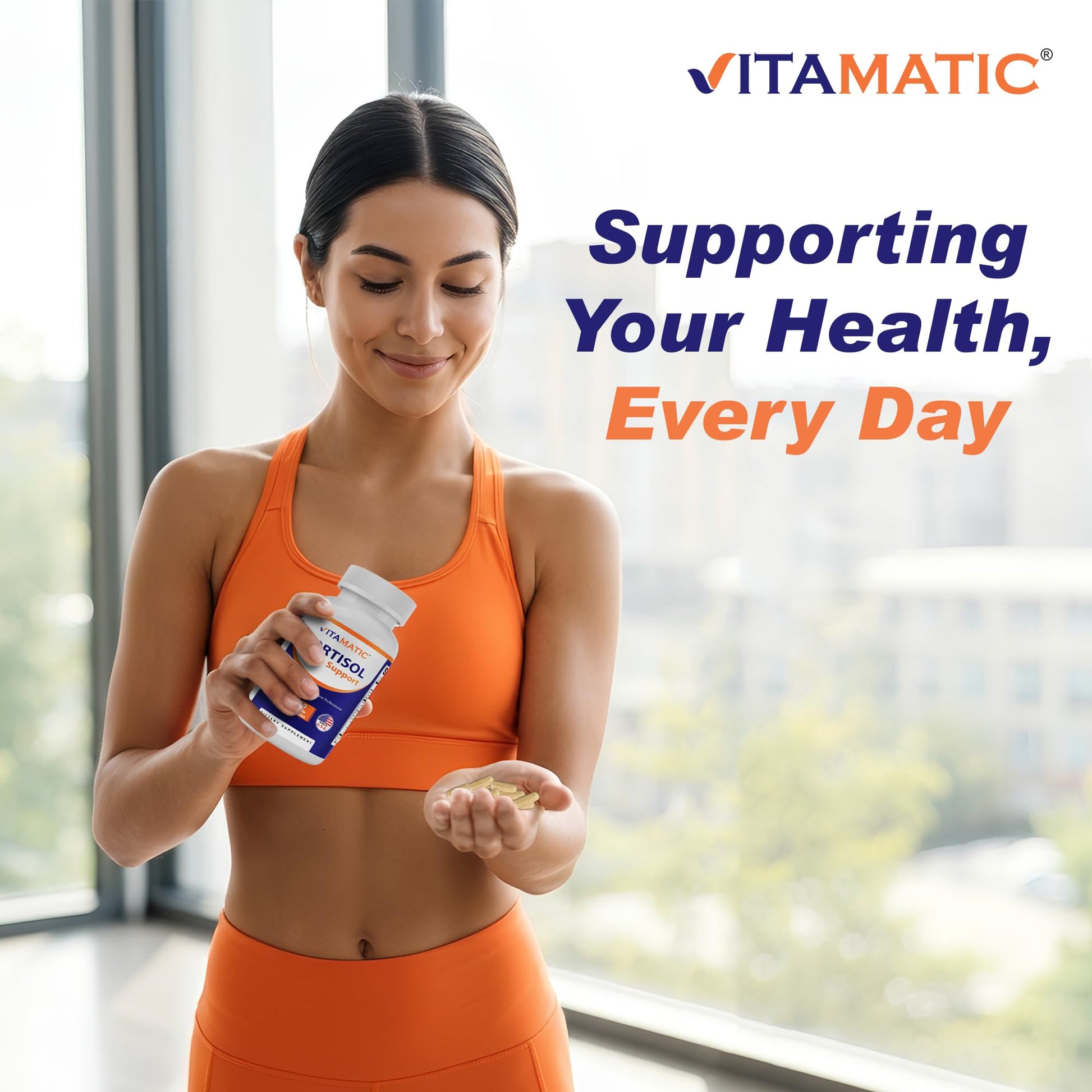Vitamatic Cortisol Health Support - 90 Veggie Capsules - Made with Adaptogenic Blend with Ashwagandha, Rhodiola, Magnolia, L-Theanine, Phosphatidylserine VitamaticAu supplements