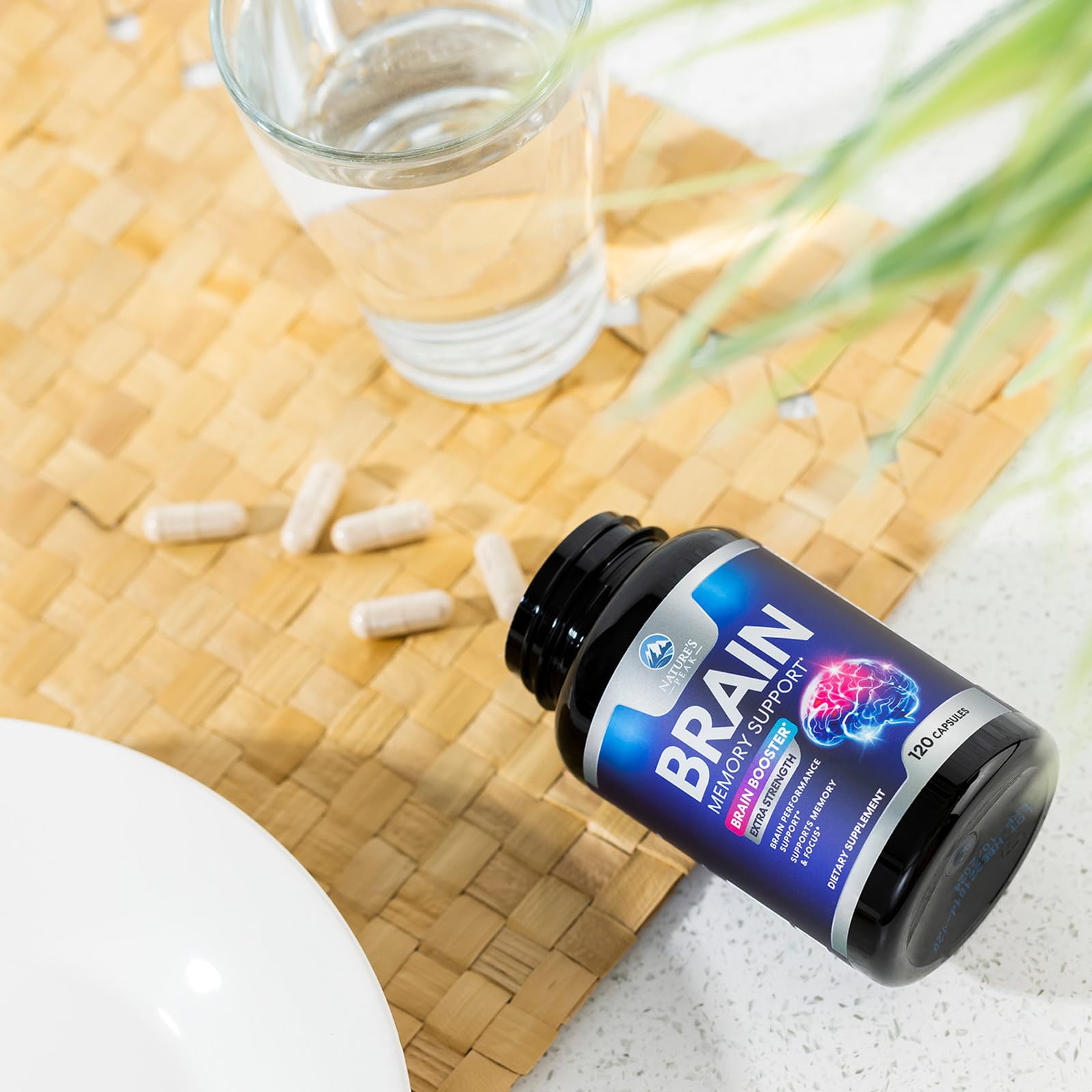 Brain Memory Supplement - 3X Strength Nootropics for Concentration, Clarity & Focus Support - Brain Health Cognitive Vitamins with Bacopa, Phosphatidylserine & DMAE, Brain Booster Pills, 120 Capsules Nature's PeakAu supplements