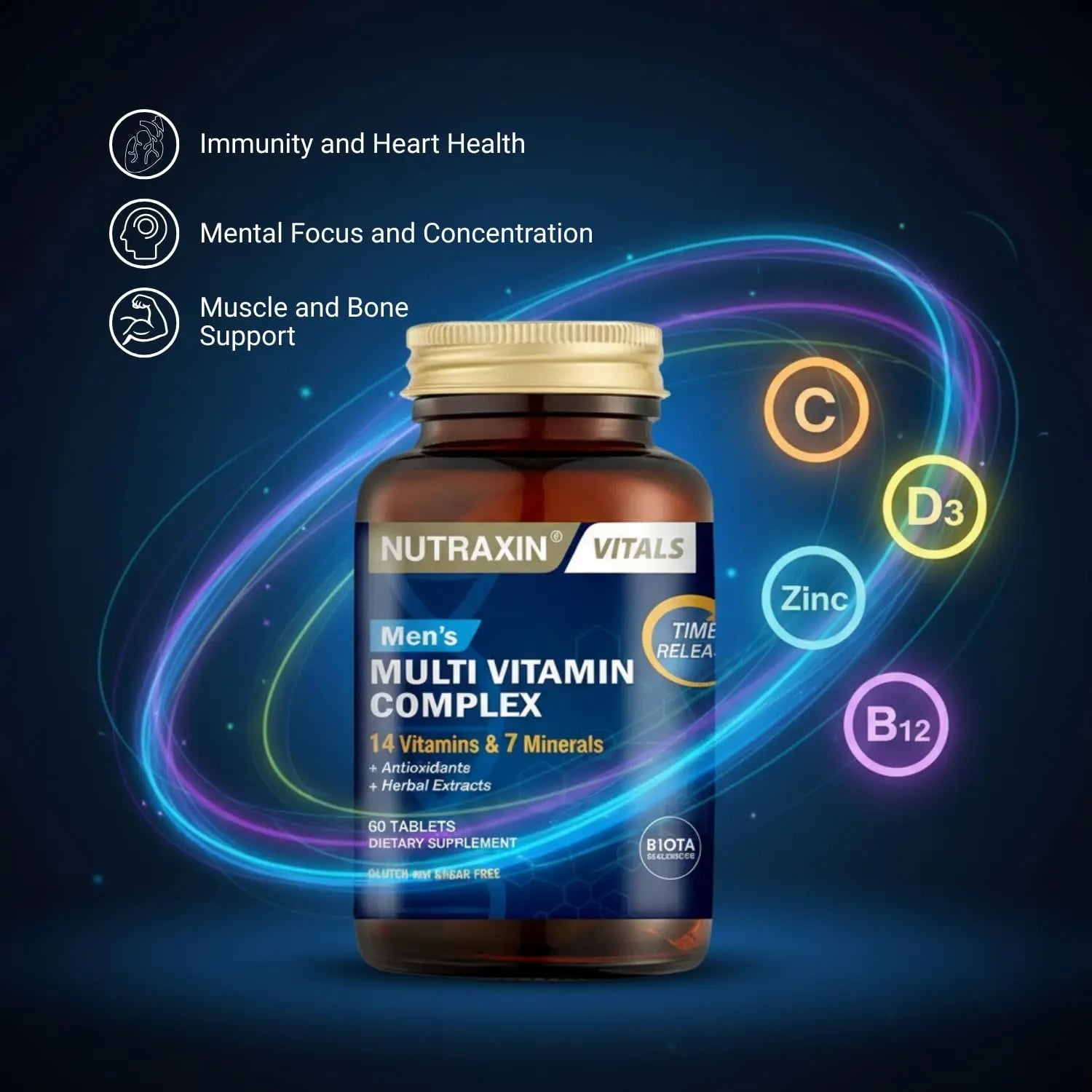 Nutraxin Men's Multivitamin & Mineral Complex, 60 Tablets NutraxinAu supplements