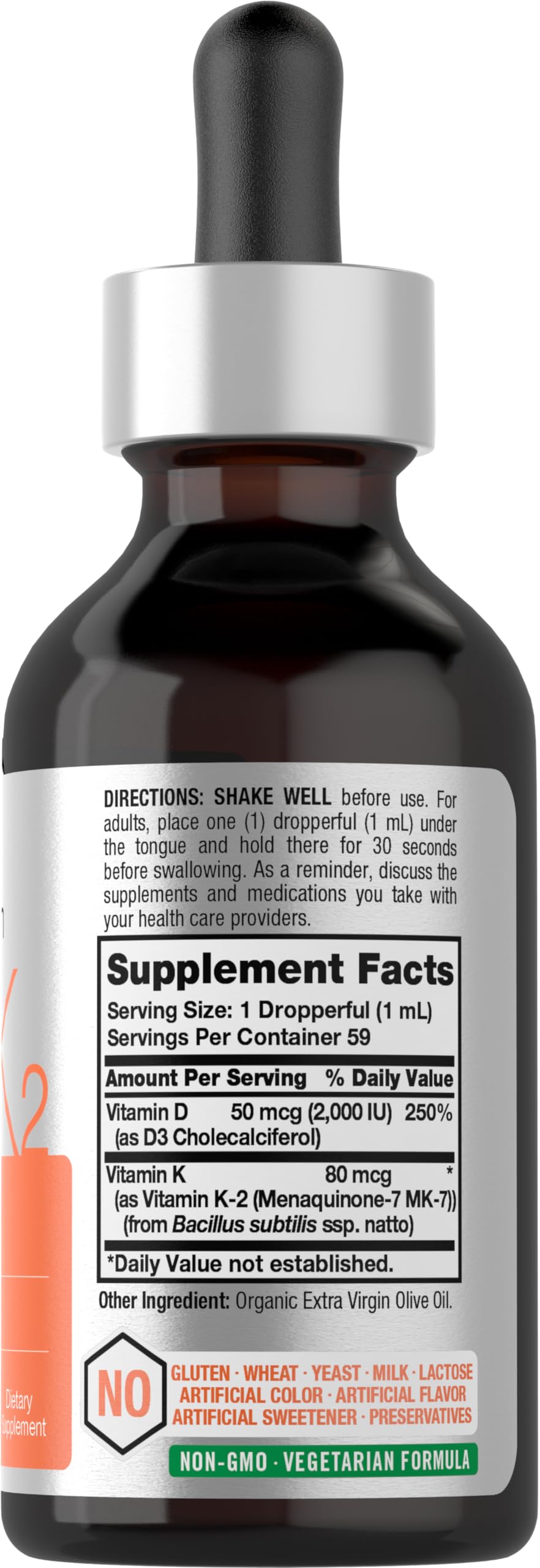 Horbäach Vitamin D3 + K2 Liquid Drops | with MK7 | 2 Fl Oz | Vegetarian | Non-GMO HorbäachUS supplements
