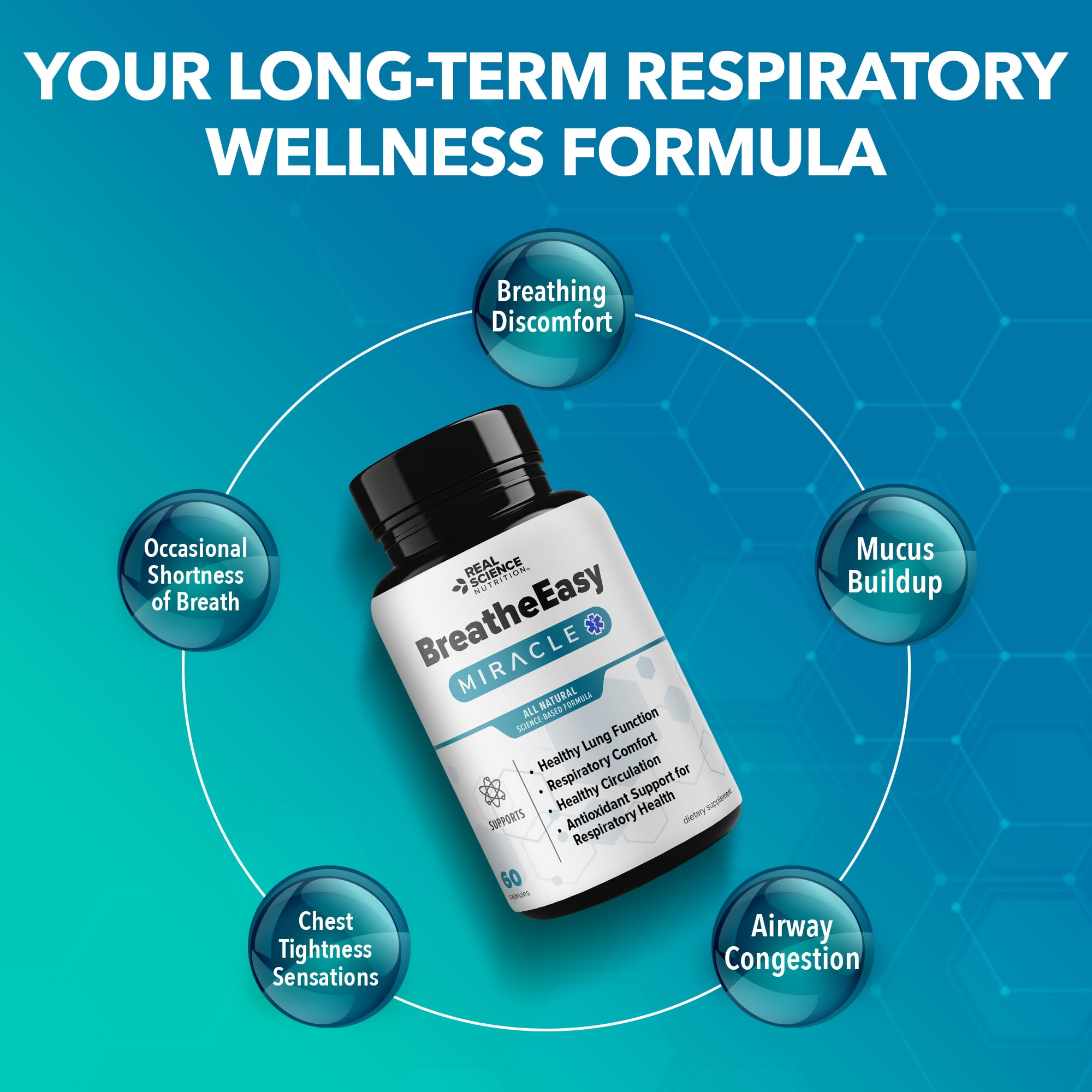 Real Science Nutrition BreatheEasy Lung Support Supplement for Lung Health & Respiratory Wellness – Lung Cleanse Formula with Vinitrox, GABA for Circulation Support - Made in USA - 60 Capsules Real Science NutritionAu supplements