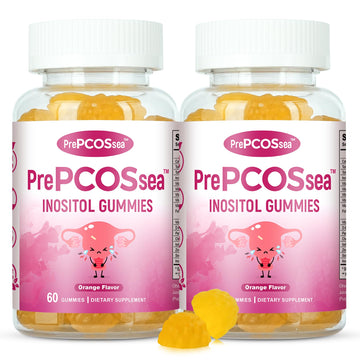 Feelherbs PrePCOSsea Inositol Gummies Vitamins, 2 Pack Orange Flavor Myo-Inositol Vitamin Gummies with Folate, B6, B12 & D-Biotin, 60 Count Soft Chews FeelherbsAu supplements