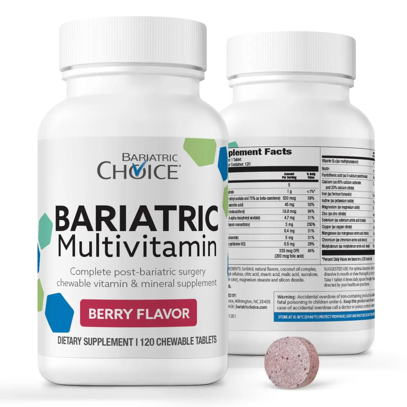 Bariatric Choice My Bariatric Chewable Multivitamin with Iron & 300mg Calcium, Berry (120ct) Bariatric ChoiceAu supplements