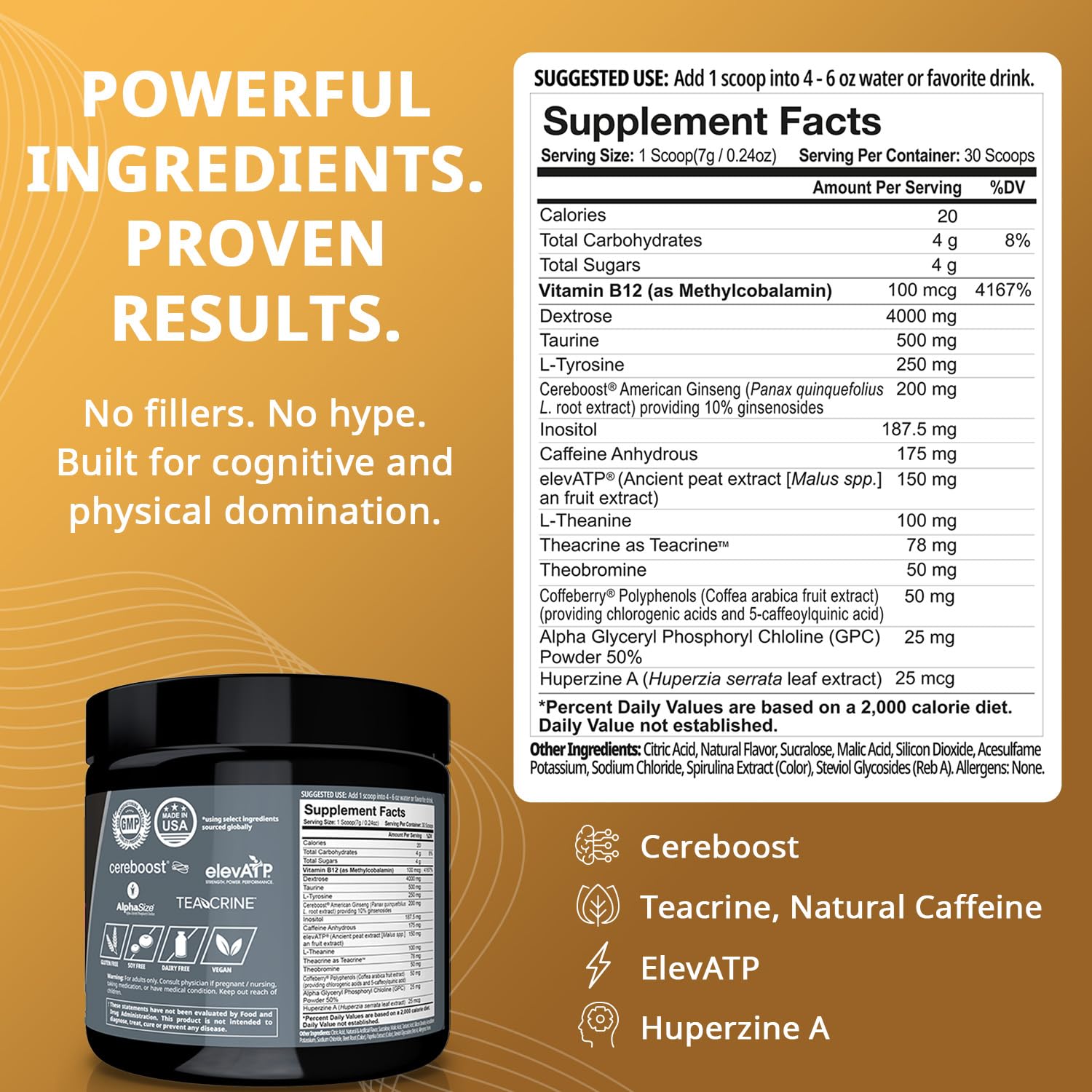 Granite Nutrition GigaBrain Nootropic Energy Powder – Cereboost, Alpha-GPC & ElevATP – Cognitive Focus Supplement for Sustained Energy & Performance – White Peach, 30 Servings Granite SupplementsAu supplements