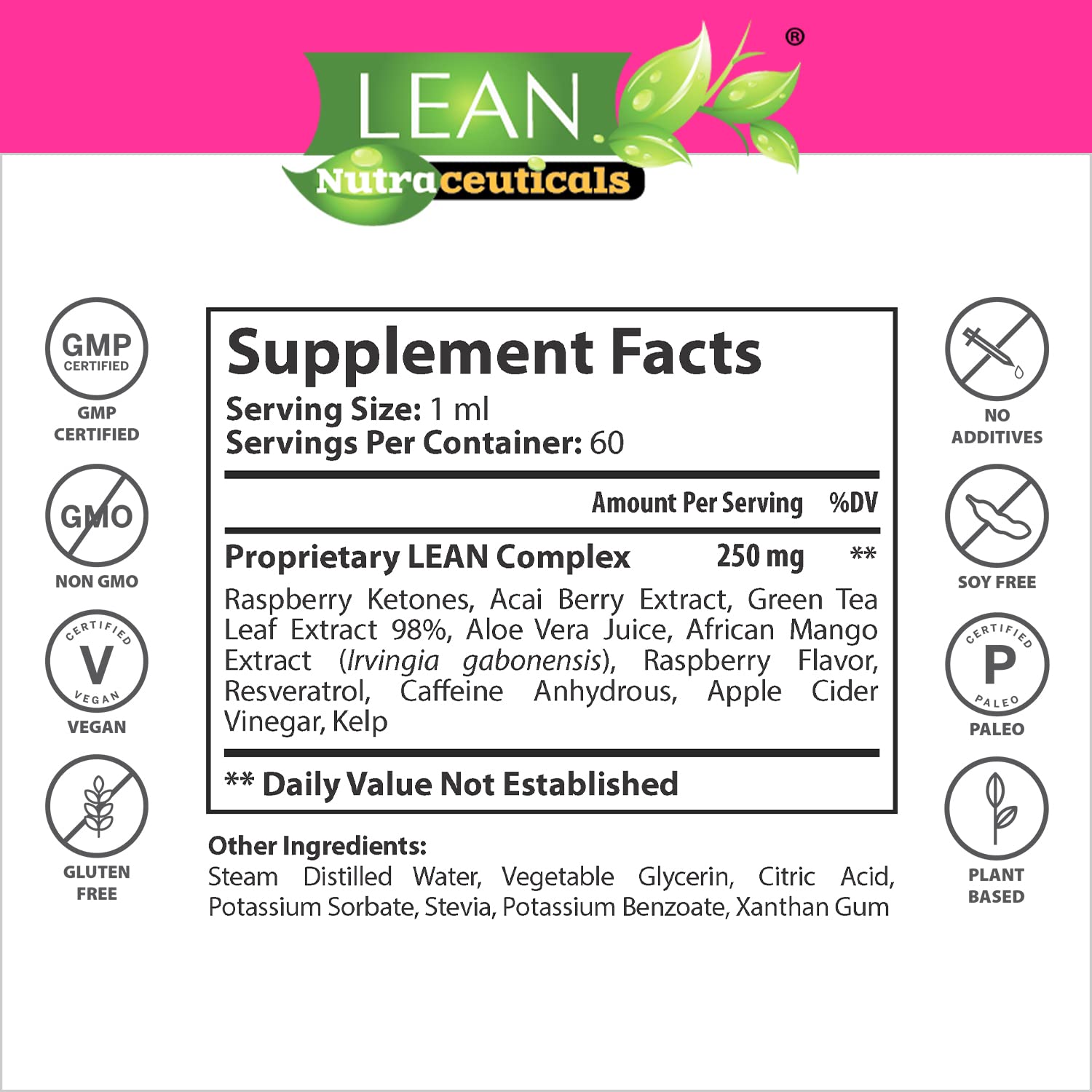 Weight Loss Perfect Keto Raspberry Ketone Drops, Appetite Suppressant Fat Burner LEAN NutraceuticalsUS supplements