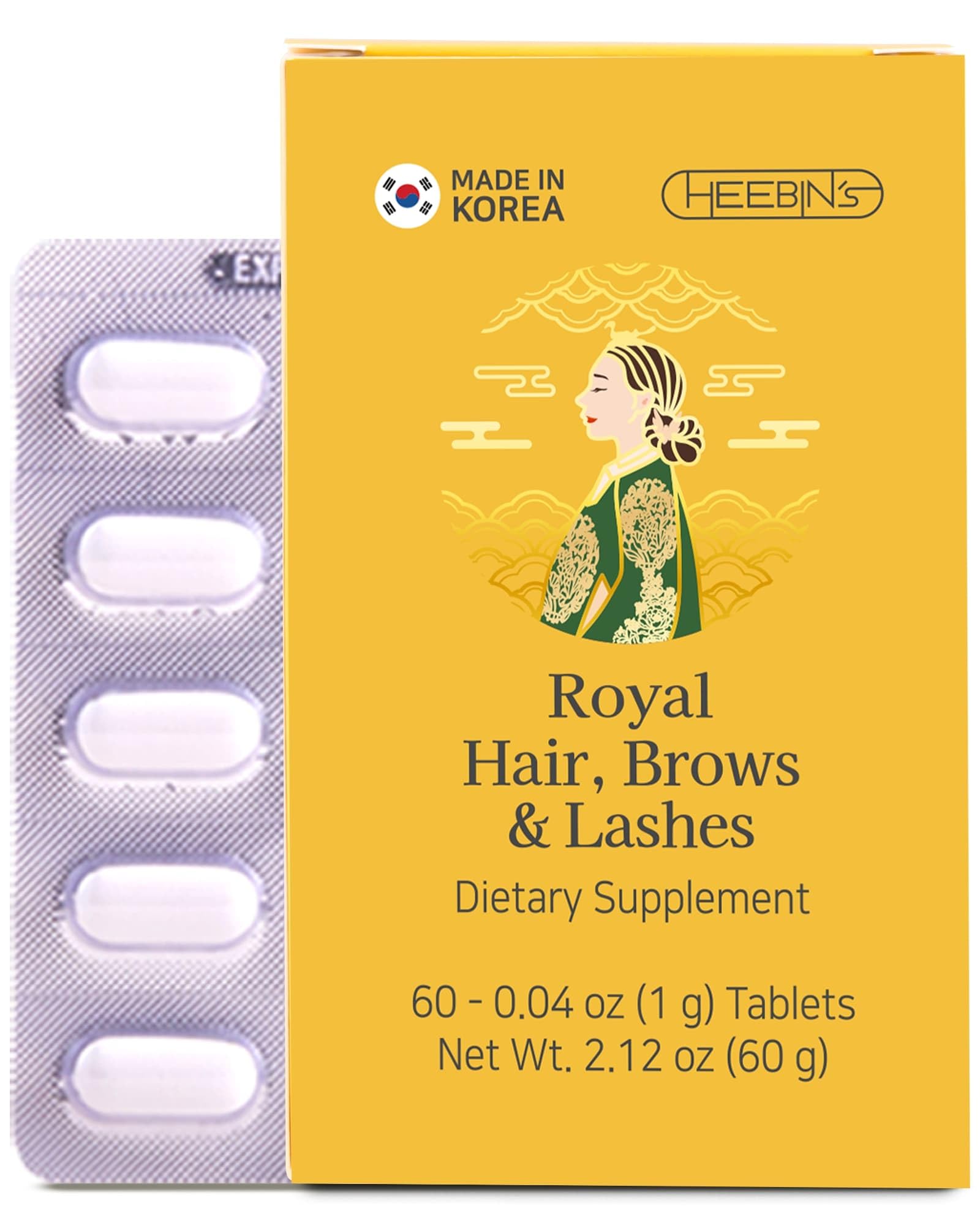 Heebin's Royal Hair, Brows & Lashes, Hair Growth Vitamins with Biotin 4000 mcg, Collagen Heebin'sAu supplements
