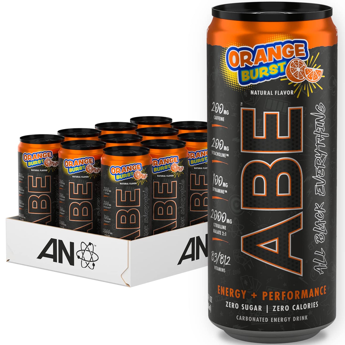 ABE Energy + Performance Sugar Free Energy Drink - All Black Everything Drink With Caffeine ABE all black everythingUS supplements