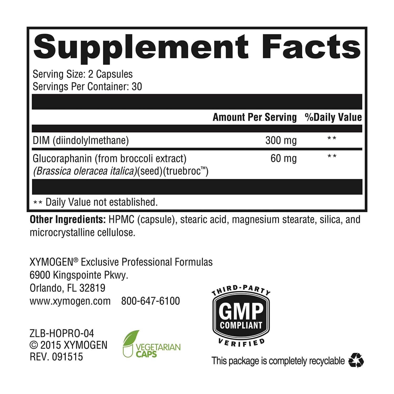 XYMOGEN Hormone Protect - Dim Supplements for Women with Glucoraphanin from Broccoli Extract - Promote Detoxification, Balance & Protect Estrogen Sensitive Tissues in The Breast & More (60 Capsules) XYMOGENAu supplements