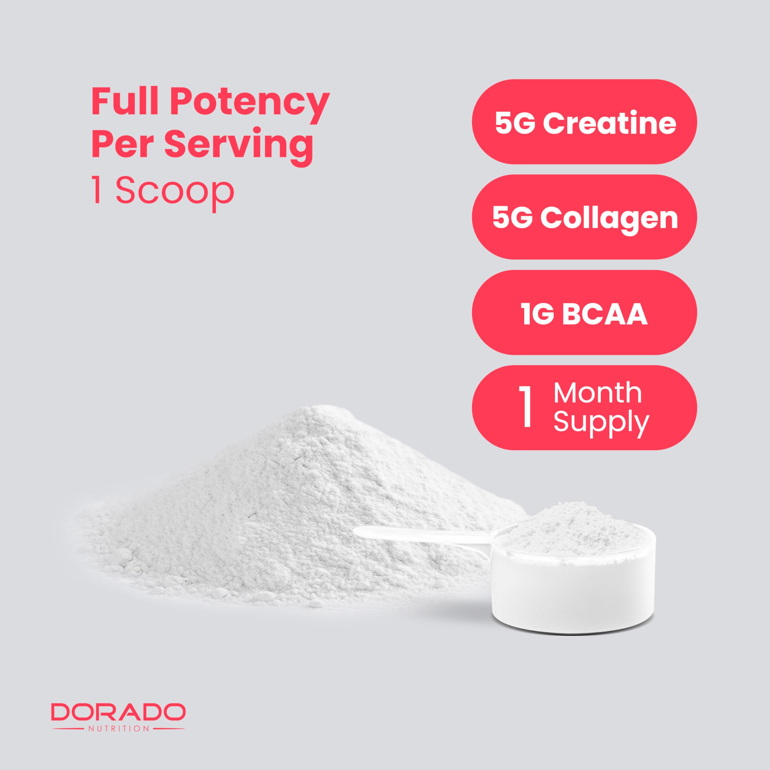 Creatine for Women | Creatine Monohydrate Powder 5G + 5000mg Collagen + 1000mg BCAA 2:1:1 Powder (30 Serving) Support Glutes, Lean Muscles, Recovery, Energy & Stamina Non-GMO, Gluten Free - USA Made DORADO NUTRITIONAu supplements