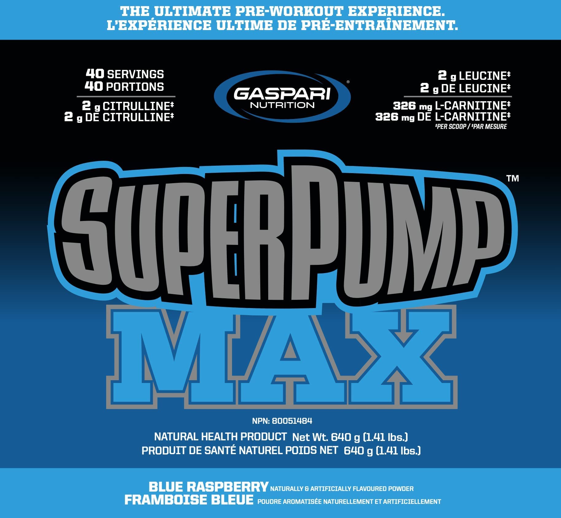 Gaspari Nutrition SuperPump Max Blue Raspberry Ice - 1.41 lbs Gaspari NutritionAu supplements