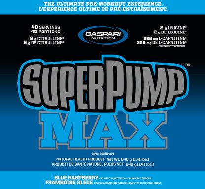 Gaspari Nutrition SuperPump Max Blue Raspberry Ice - 1.41 lbs Gaspari NutritionUS supplements