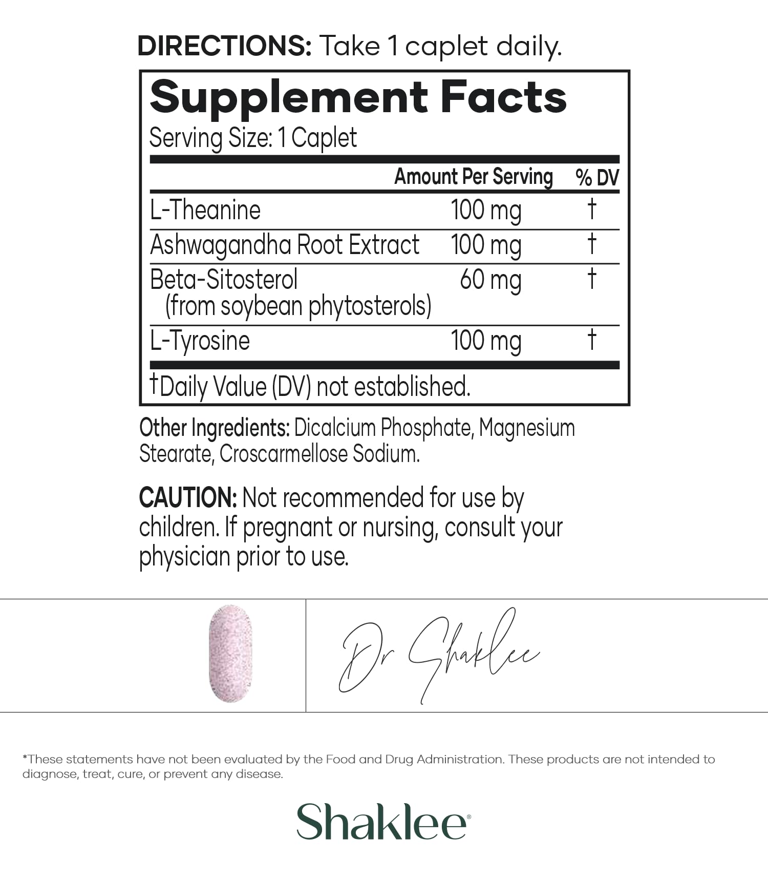 Shaklee - Stress Relief Complex - Calming Blend of L-theanine, Ashwagandha, Beta-sitosterol, and L-tyrosine - Promotes Relaxation without Drowsiness - 1 Caplet Daily - Adults Supplement - 30 Caplets ShakleeAu supplements