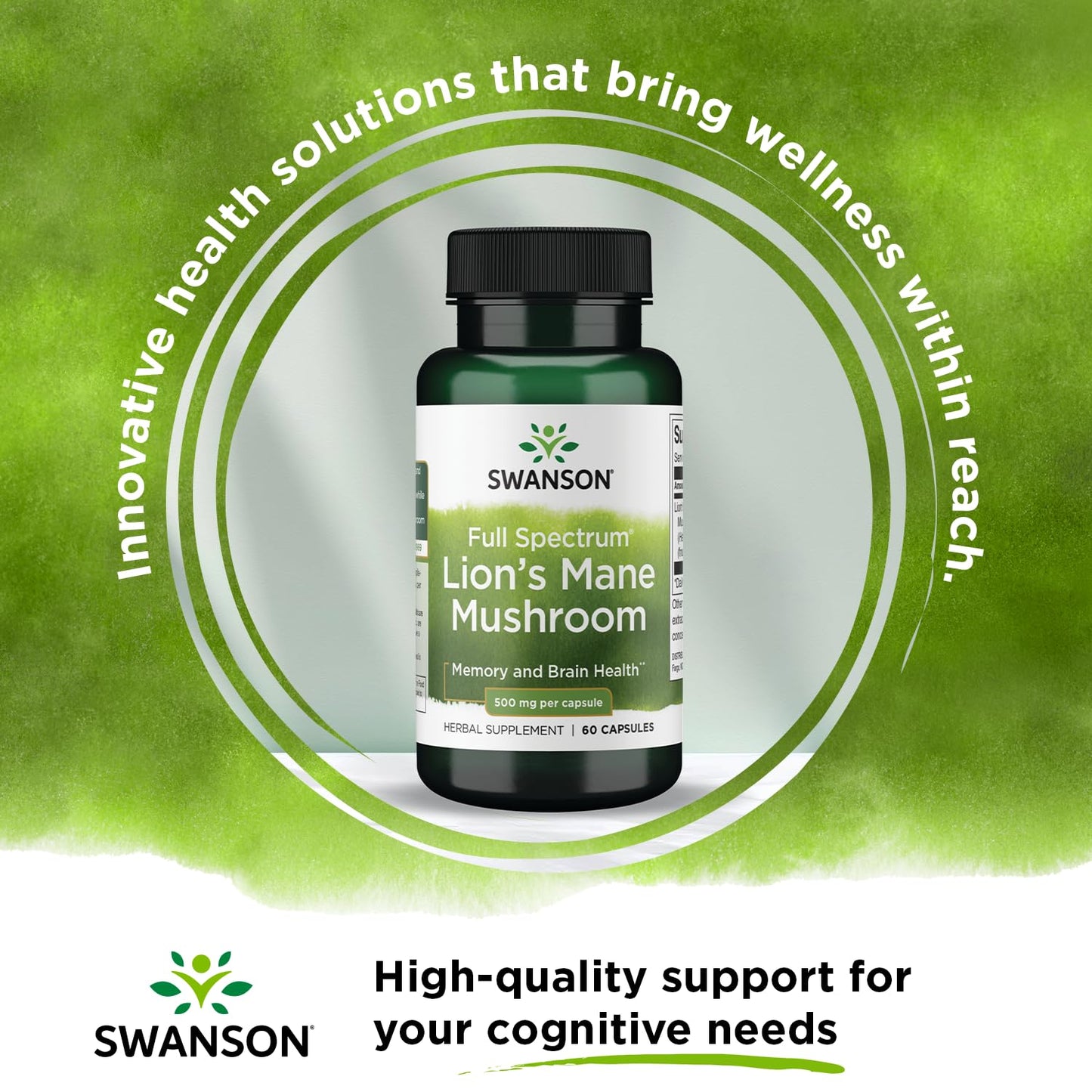 Swanson Lion's Mane Mushroom Capsules - 500 mg Each, 60 Capsules SwansonUS supplements