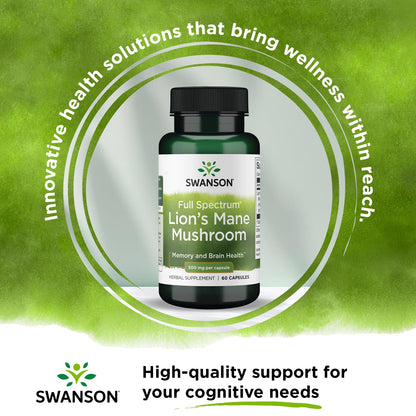 Swanson Lion's Mane Mushroom Capsules - 500 mg Each, 60 Capsules SwansonUS supplements