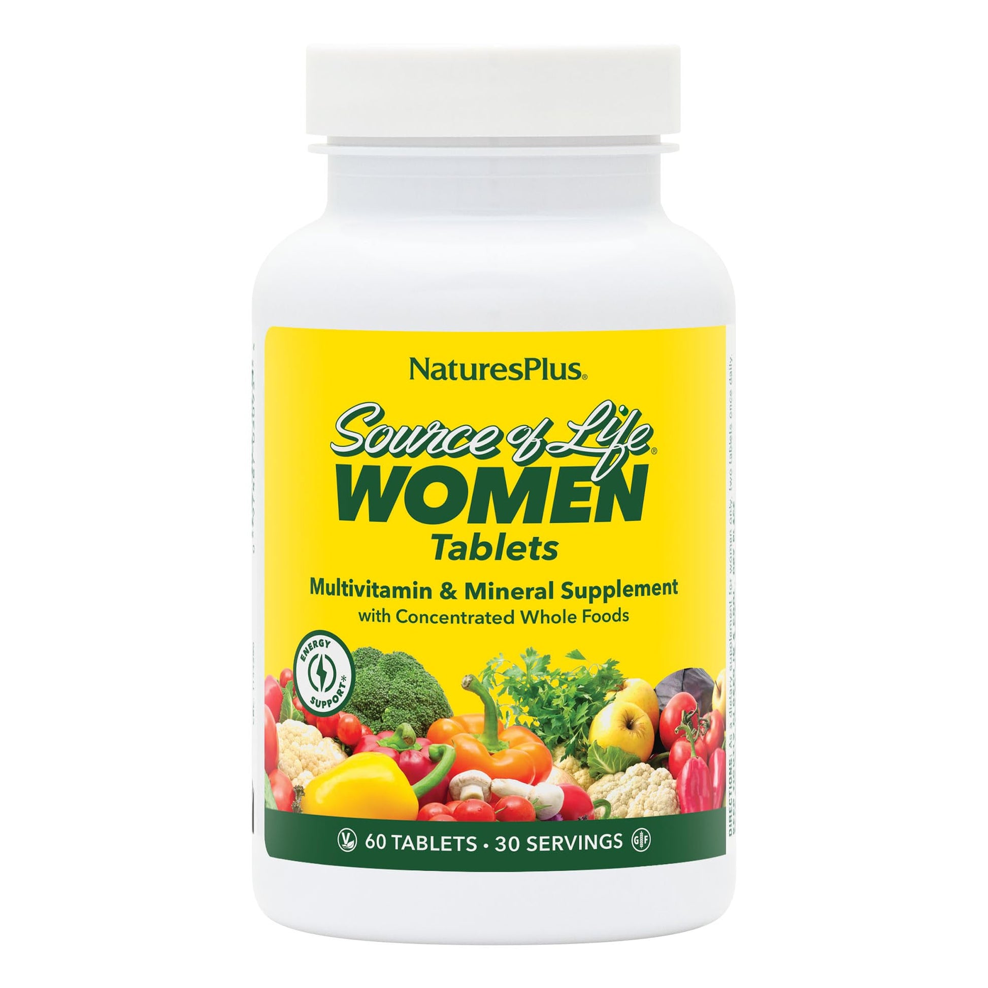 NaturesPlus Source of Life Women - 60 Tablets - Multivitamin & Mineral Supplement - with Iron, Calcium, Folate & Lutein - Gluten Free, Vegetarian - 30 Servings NaturesPlusAu supplements