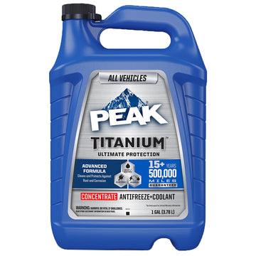 PEAK Titanium Concentrate Prediluted Antifreeze and Coolant for All Engine Cooling Systems, Long-Lasting Yellow Engine Coolant/Antifreeze for Lifetime Engine Protection in All Vehicles, 1 Gal. PEAKAu supplements
