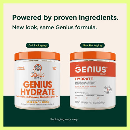 The Genius Brand Genius Hydrate - Electrolyte Supplement for Daily Hydration - Coconut Water - Sugar-Free - 8 Essential Minerals & Nutrients - Non-GMO - Sour Peach Rings - 50 Servings The Genius BrandUS supplements