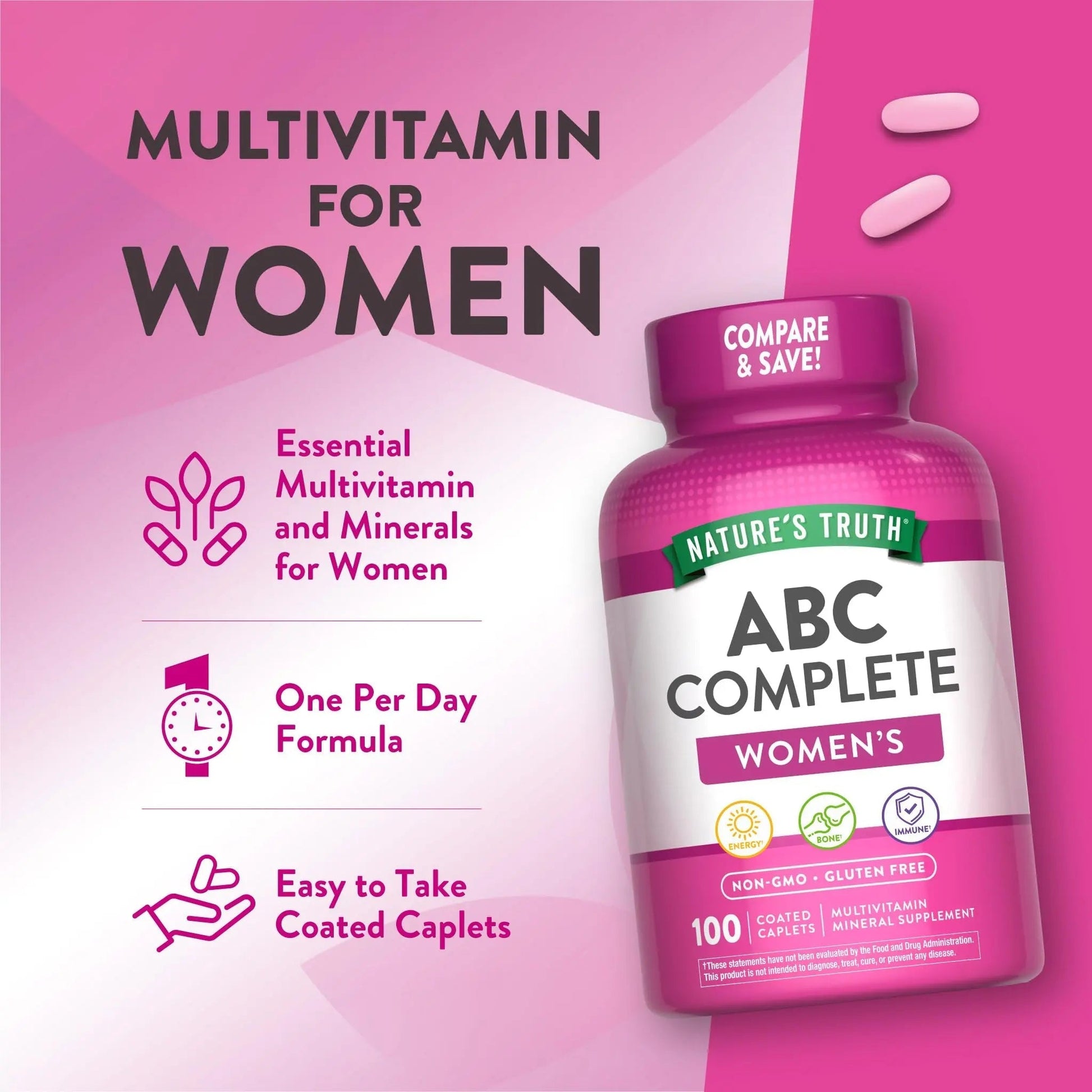 Nature's Truth Multivitamin for Women with Iron | 100 Pills | Non-GMO & Gluten Free Supplement | ABC Complete Nature's TruthAu supplements