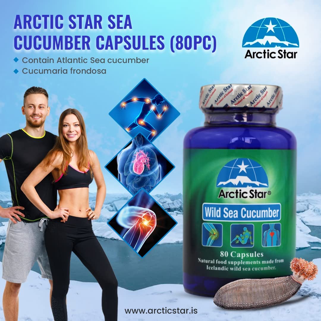Arctic Star - Sea Cucumber Capsules - Natural Pure Iceland Atlantic Wild Caught Sea Cucumber Extract Supplement Pills - Joint Health t & Immune Health 400mg 80 Capsules/Bottle Arctic StarAu supplements