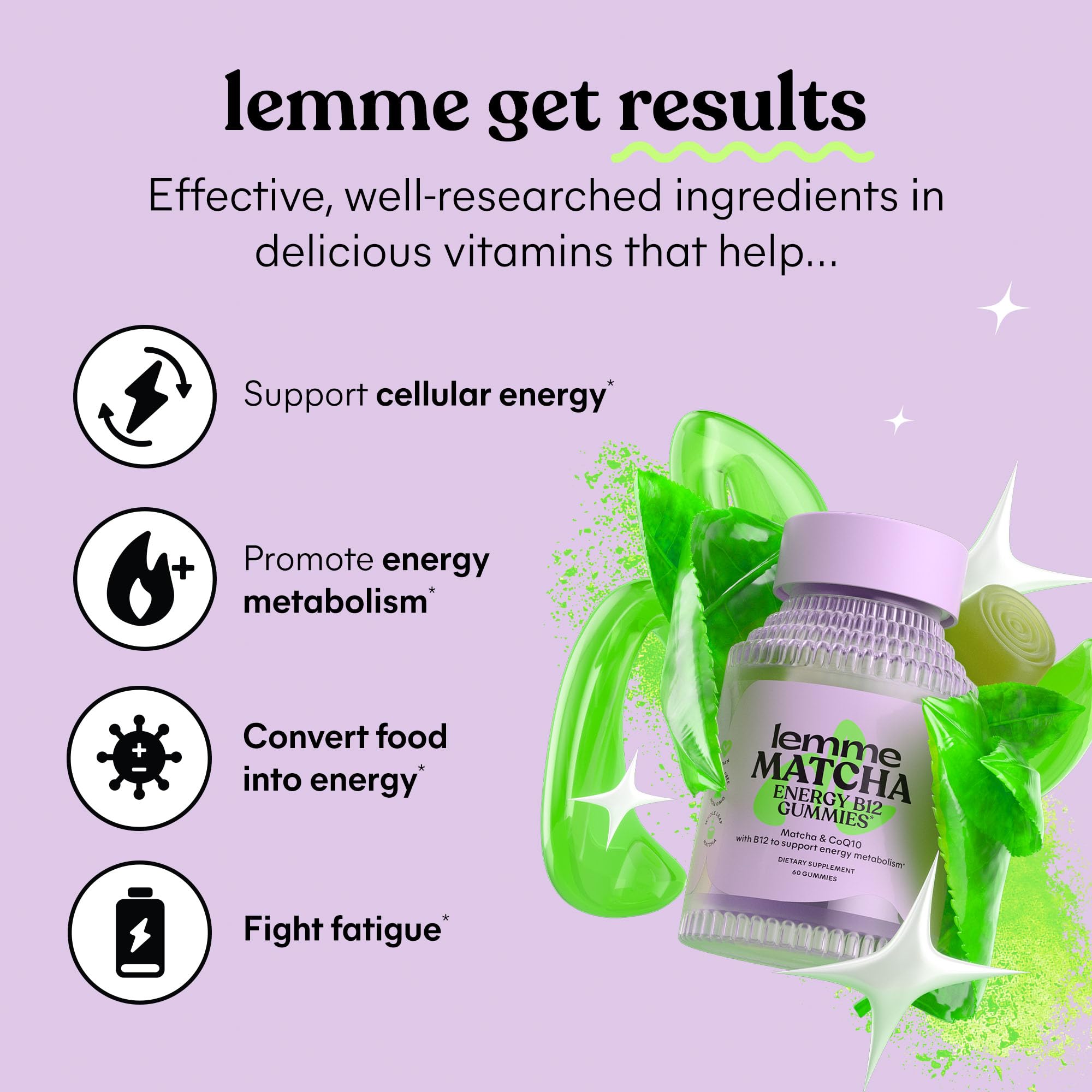 Lemme Matcha Superfood Energy Gummies with Organic Matcha Green Tea, Vitamin B12 LemmeAu supplements