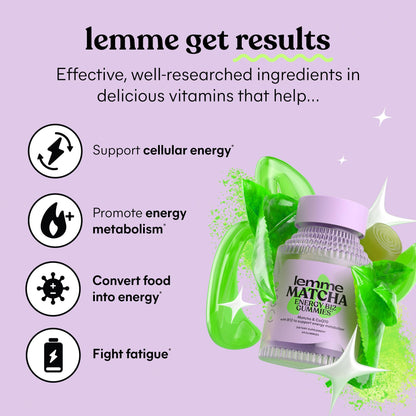 Lemme Matcha Superfood Energy Gummies with Organic Matcha Green Tea, Vitamin B12 LemmeUS supplements