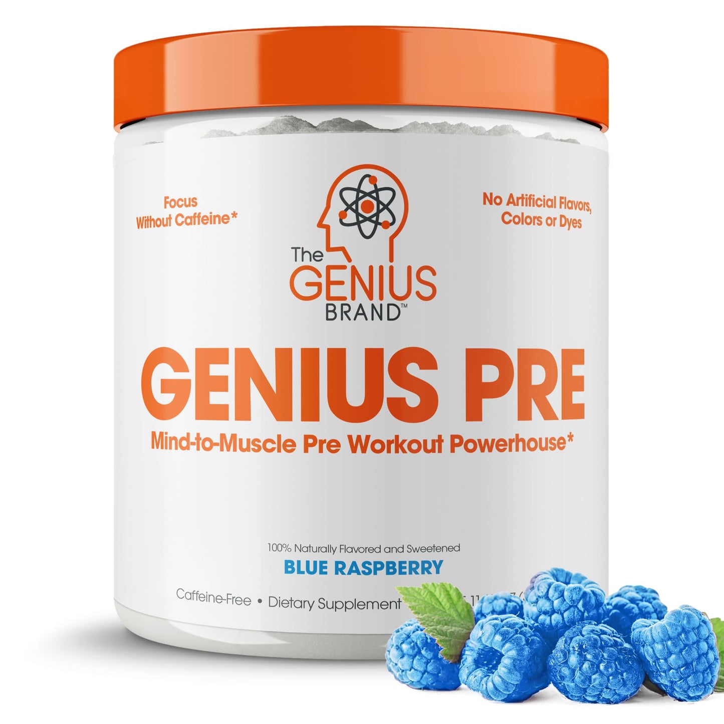 Genius Pre Workout Powder, Blue Raspberry - All-Natural Nootropic Pre-workout & Caffeine The Genius BrandUS supplements