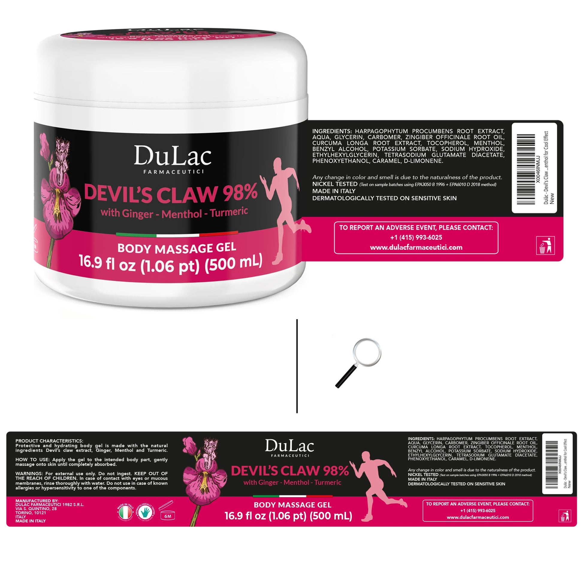 Dulac - Devil's Claw 98% Cream Maximum Strength 16.9 Fl Oz, Natural Joint and Muscle Comfort Cream, Enriched with Menthol for Cool Effect DULÀC FARMACEUTICI 1982Au supplements