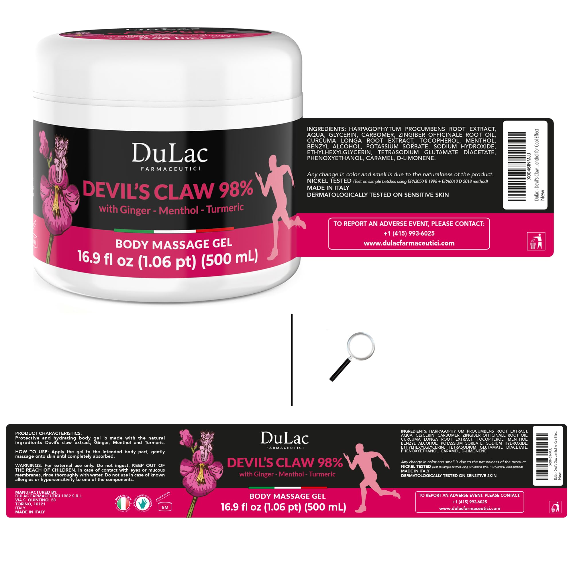 Dulac - Devil's Claw 98% Cream Maximum Strength 16.9 Fl Oz, Natural Joint and Muscle Comfort Cream, Enriched with Menthol for Cool Effect DULÀC FARMACEUTICI 1982Au supplements