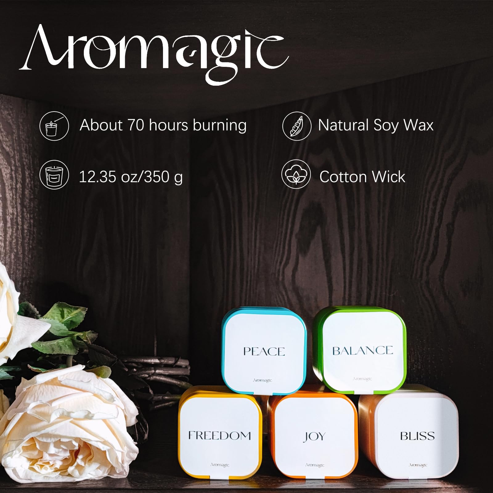Aromagic 5 Pack Scented Candles Gift Set,Jar Candles Valentine's Day Gifts for Women aromagicAu supplements
