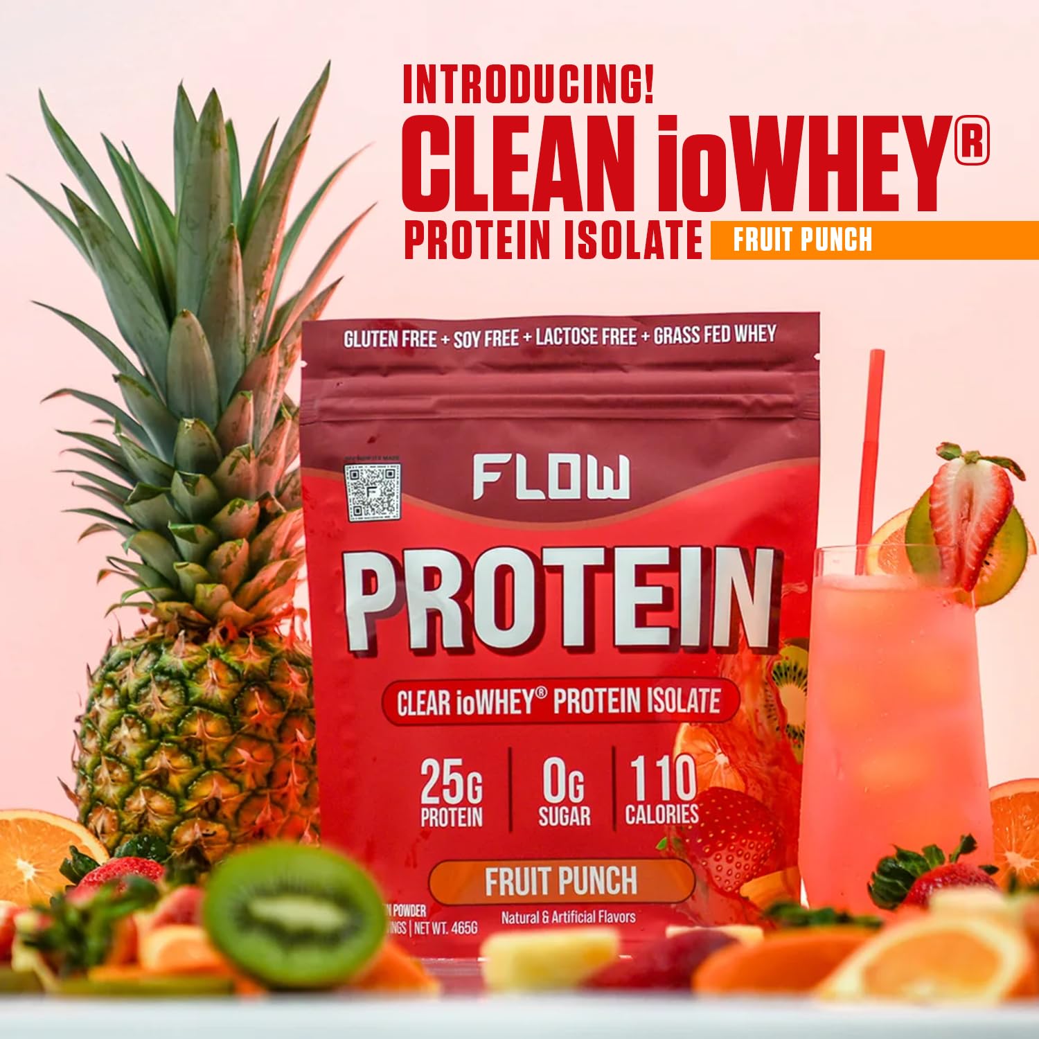 Flow Supps Clear Whey Isolate Protein Powder, Fruit Punch - 15 Servings, 25g Protein Flow SupplementsUS supplements