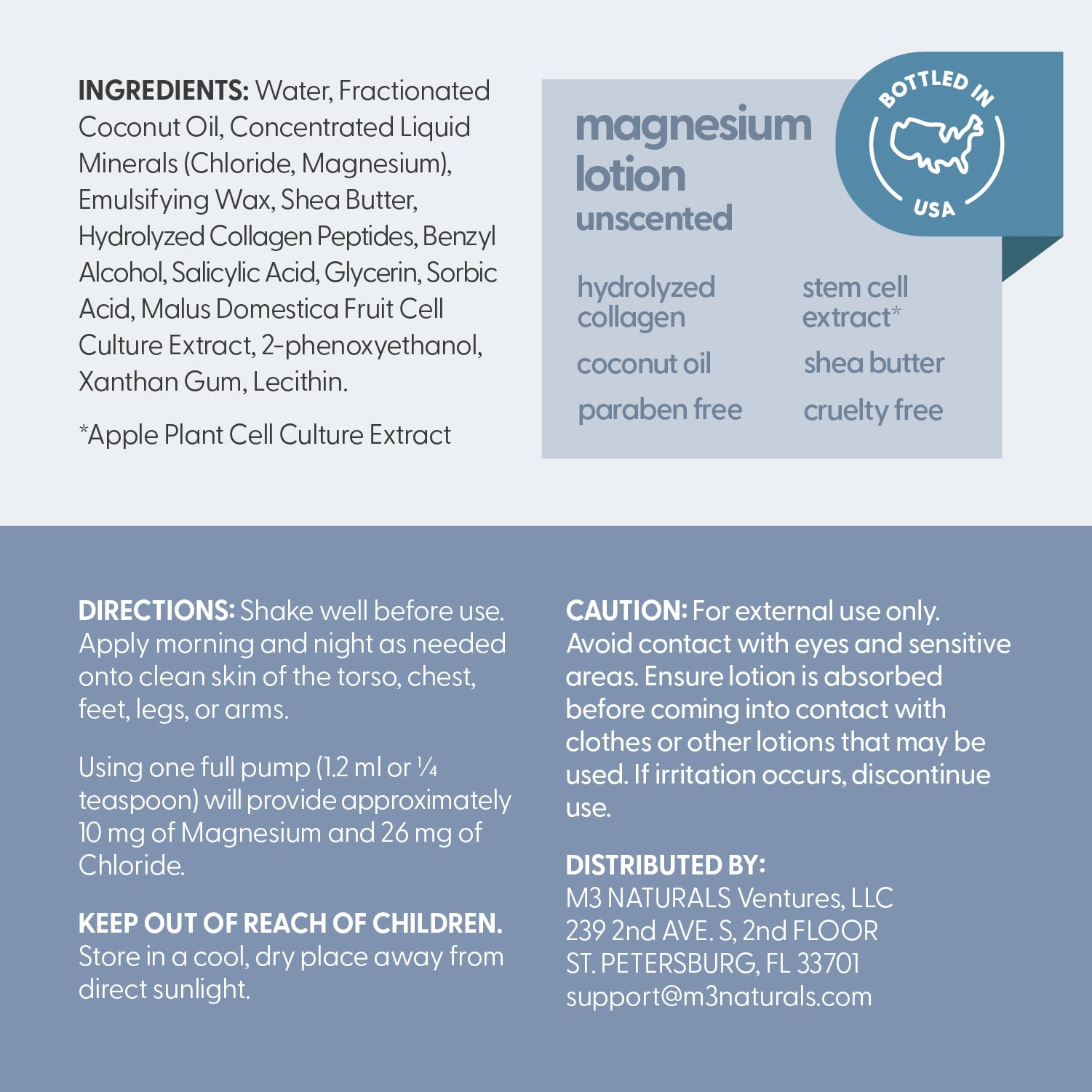 Unscented Magnesium Lotion for Sleep & Leg Cramps, Suitable for Sensitive Skin, Helps with Muscle Relaxation, Soothes Tired Legs & Foot Aches and Supports Restful Nights, 8 fl oz by M3 M3 NaturalsAu supplements