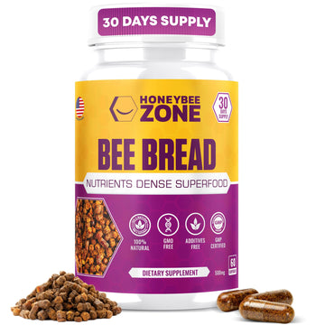 HONEYBEEZONE-Bee Bread Capsules – Nutrient-Rich Superfood for Energy Boost, Immune Support Supplement | Non-GMO, Gluten-Free, 60 Easy-to-Swallow Veggie Capsules HONEYBEEZONEAu supplements
