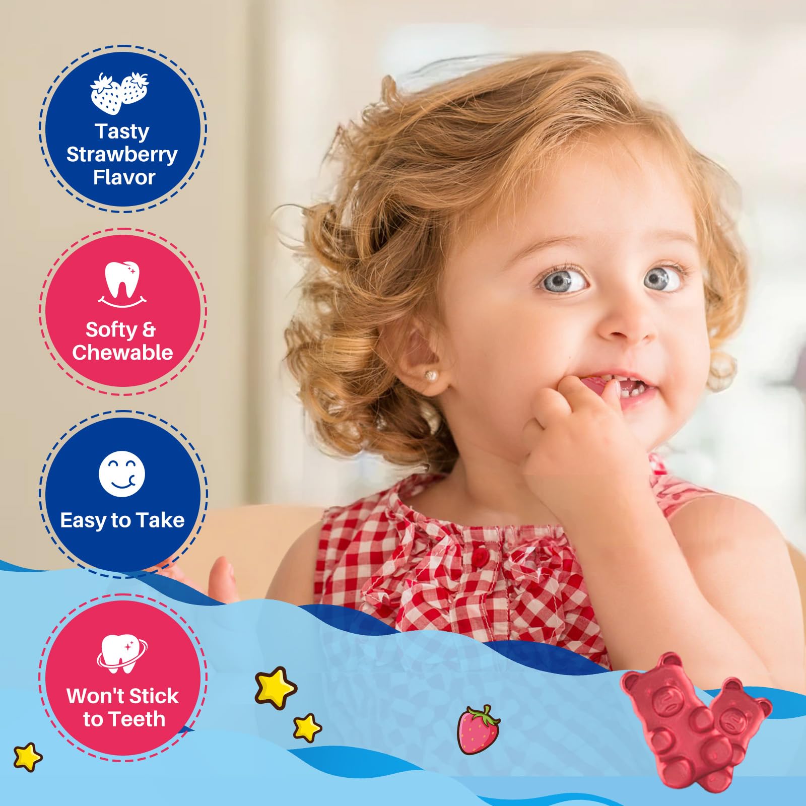 Magnesium Glycinate Gummies for Kids - with L-Theanine, Omega-3, Vitamin B6, D3, Zinc - Kids Magnesium Gummies for Sleep, Relaxation, Calm & Focus - Sugar Free Strawberry 60ct HovikaAu supplements