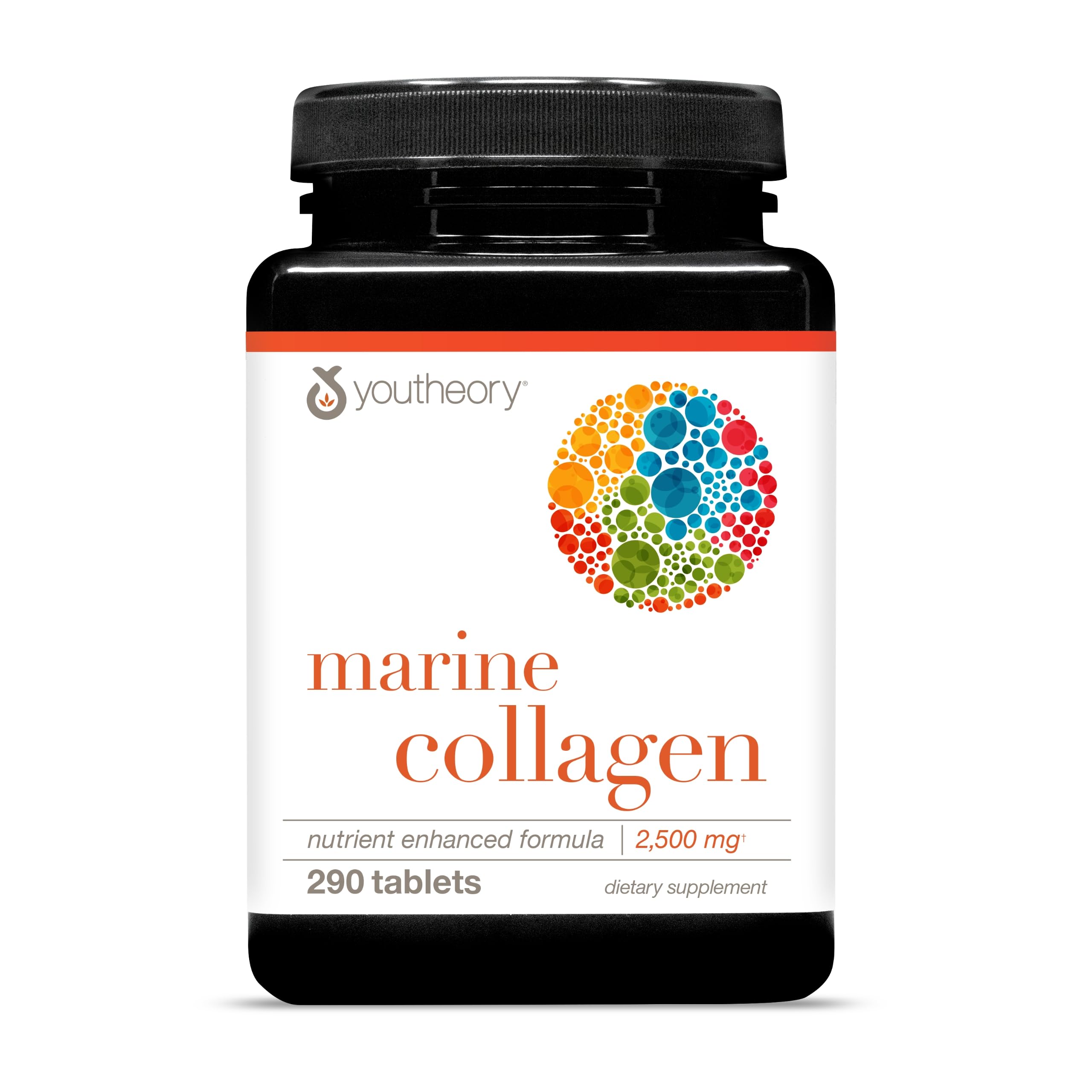 Youtheory Marine Collagen Tablets - 2,500 mg Fish-Sourced Collagen Peptides- with Vitamins A, C, E, B6 & B12 - Supports Joint & Nail Health* - Highly Absorbable - 290 Tablets (58-Day Supply) YoutheoryAu supplements