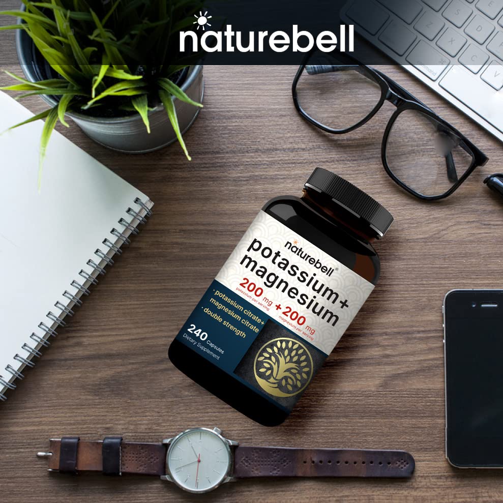 Potassium Magnesium Supplement – 200mg + | 240 Capsules Easily Absorbed Citrate NatureBellAu supplements