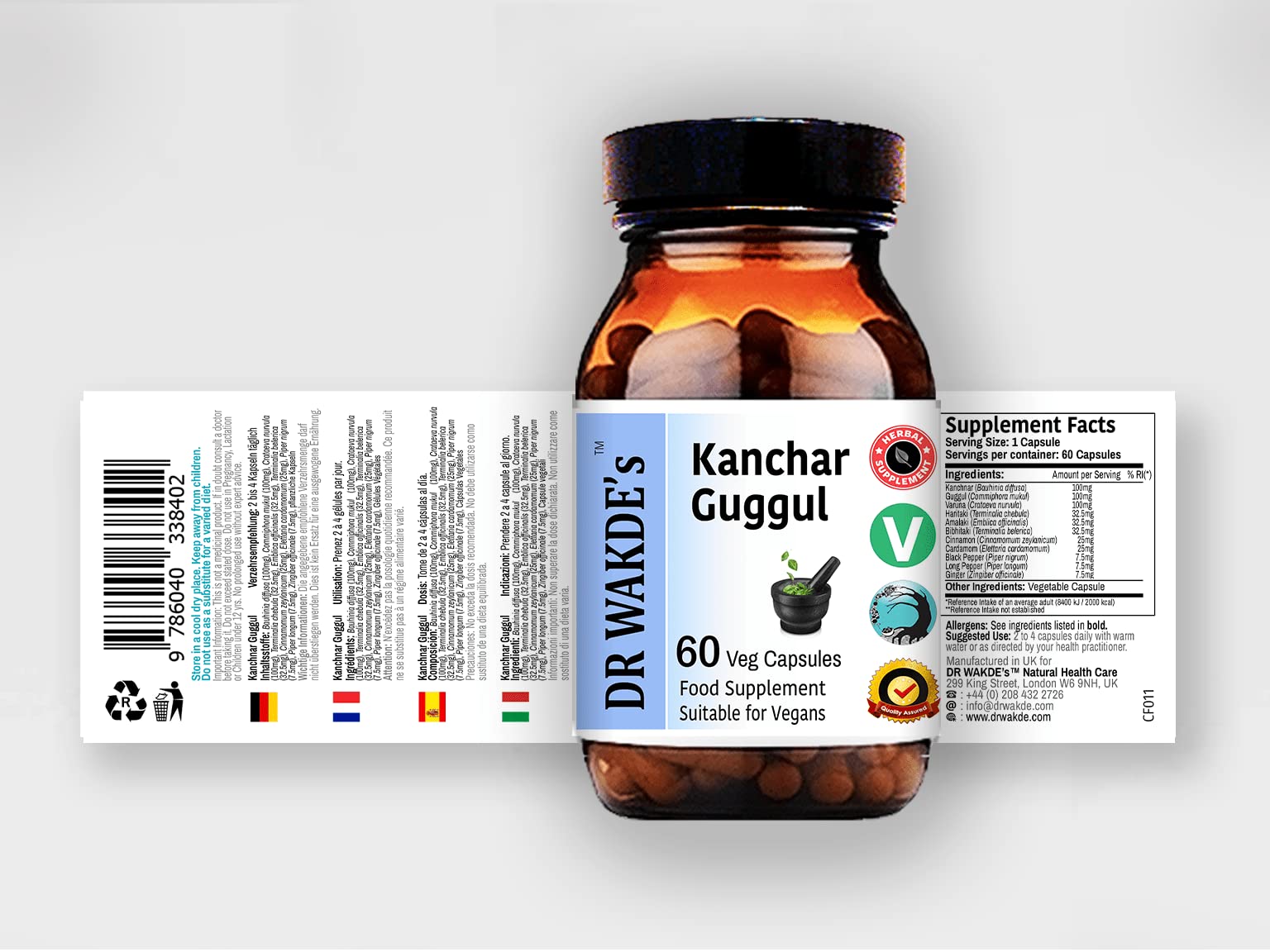 DR WAKDE's Kanchnar Guggul (60 Veg Caps, Ayurvedic Supplement, Vegan, Herbal, Natural, Made in the UK) DR WAKDE'sAu supplements