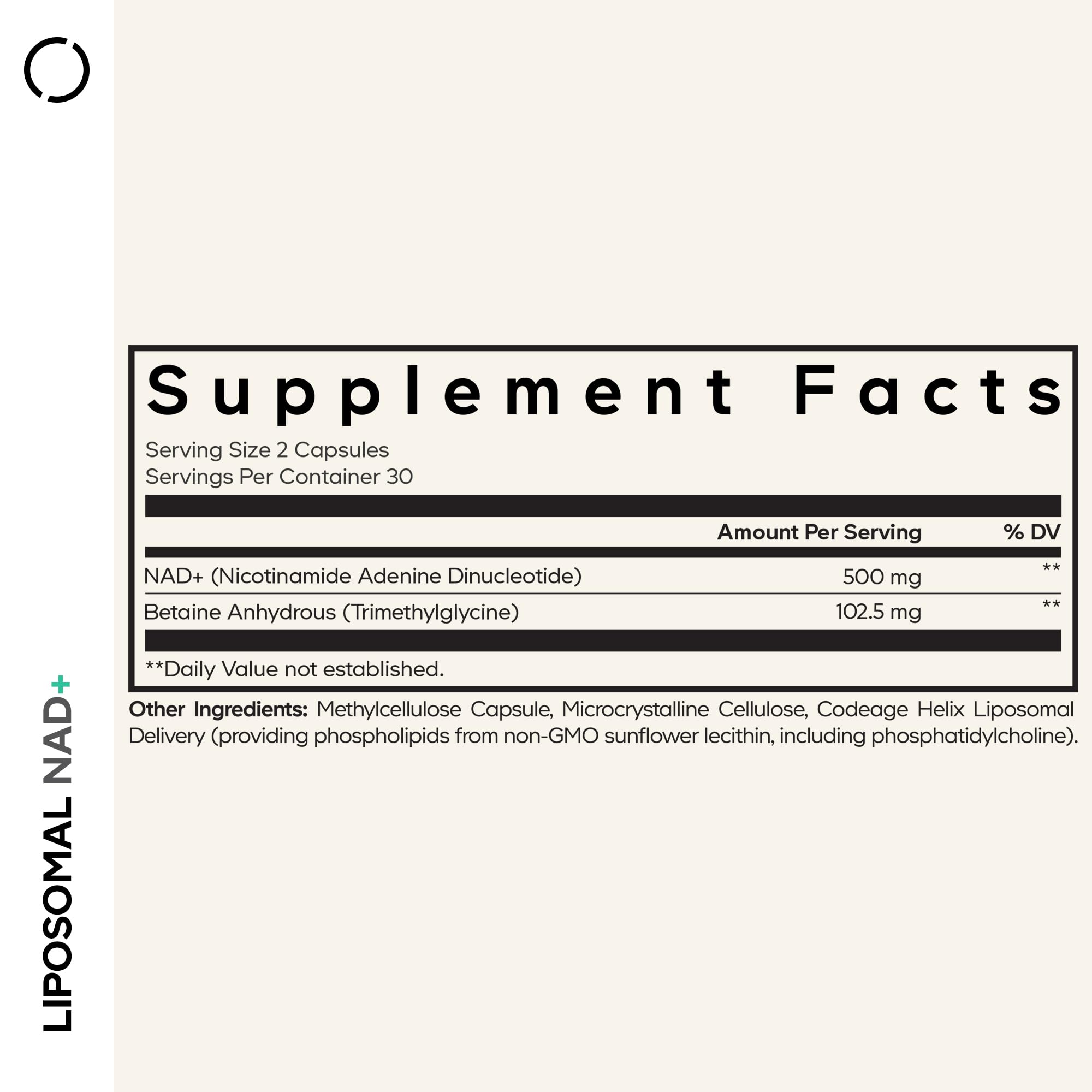 Codeage Liposomal NAD+ Supplement - NAD Nicotinamide Adenine Dinucleotide Coenzyme Pills - 500 mg NAD+ Per Serving & Betaine Anhydrous - Liposomal Delivery - Vegan, Non-GMO, Gluten-Free - 60 Capsules CodeageAu supplements
