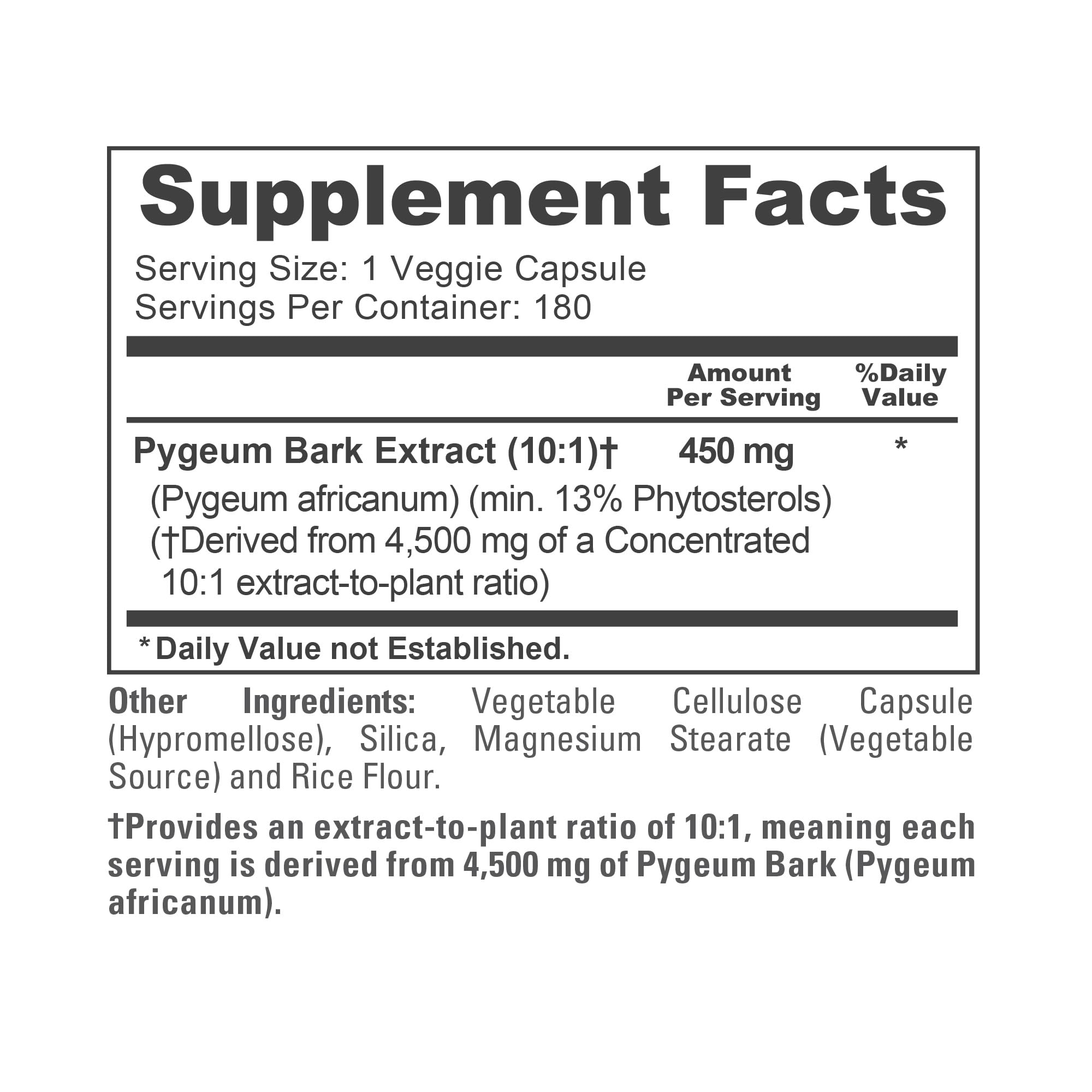 NusaPure Pygeum Bark 10:1 Extract, 450 mg Equivalent to 4,500mg 180 Veggie Caps (Non-GMO, Vegan) NusaPureAu supplements