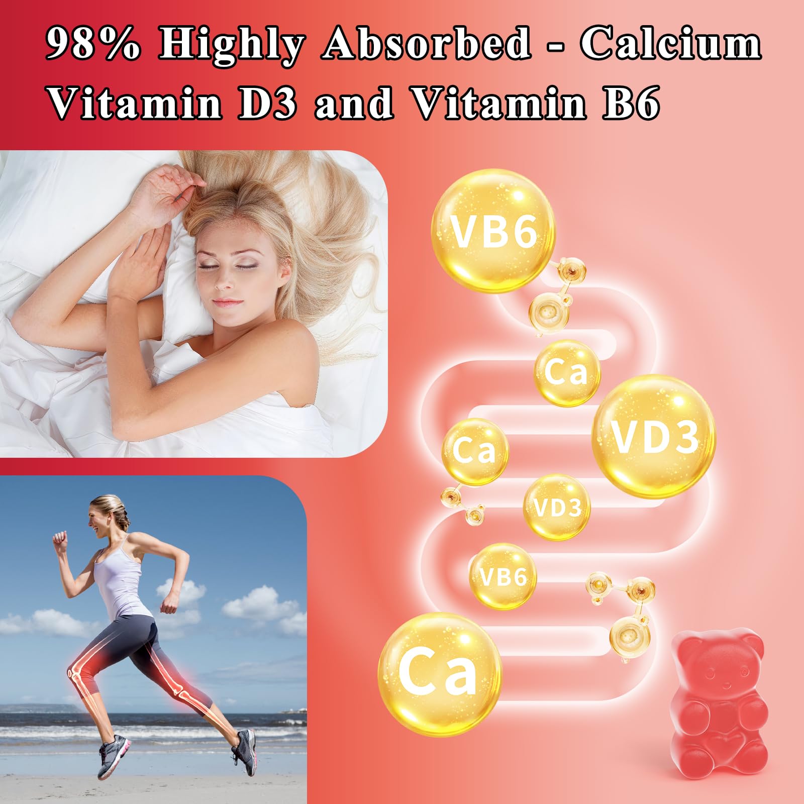 LETSCOL Magnesium Glycinate Gummies 800mg Per Serving, Sugar Free Magnesium Supplement with Magnesium Malate, Calcium, Vitamin D3, B6, CoQ10 for Calm Support & Zzz for Adults Kids LETSCOLAu supplements