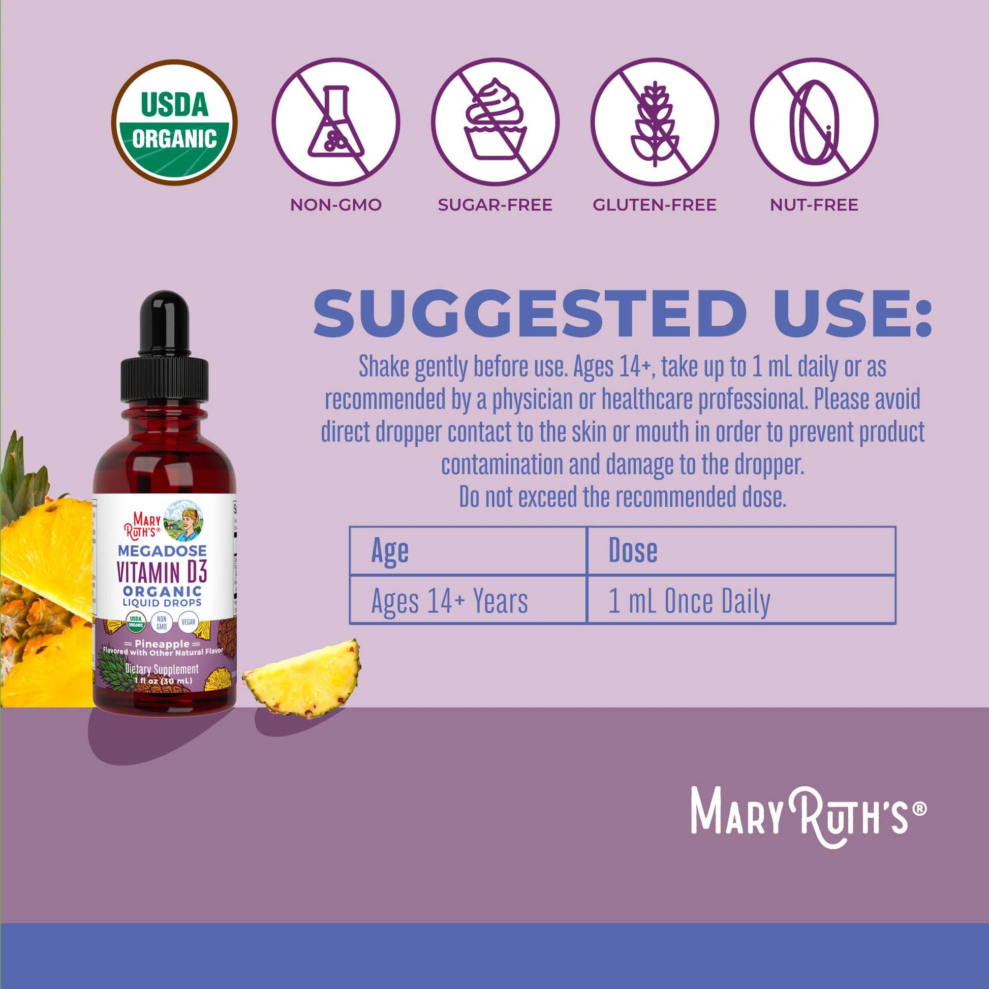 MaryRuth Organics Vitamin D3 Liquid Drops | Megadose 4000 IU | USDA Organic Liquid Vitamin D Spray for Adults & Kids | Immune Support & Bone Health | Vegan | Gluten Free | Non-GMO | 30 Servings MARYRUTH'SUS supplements
