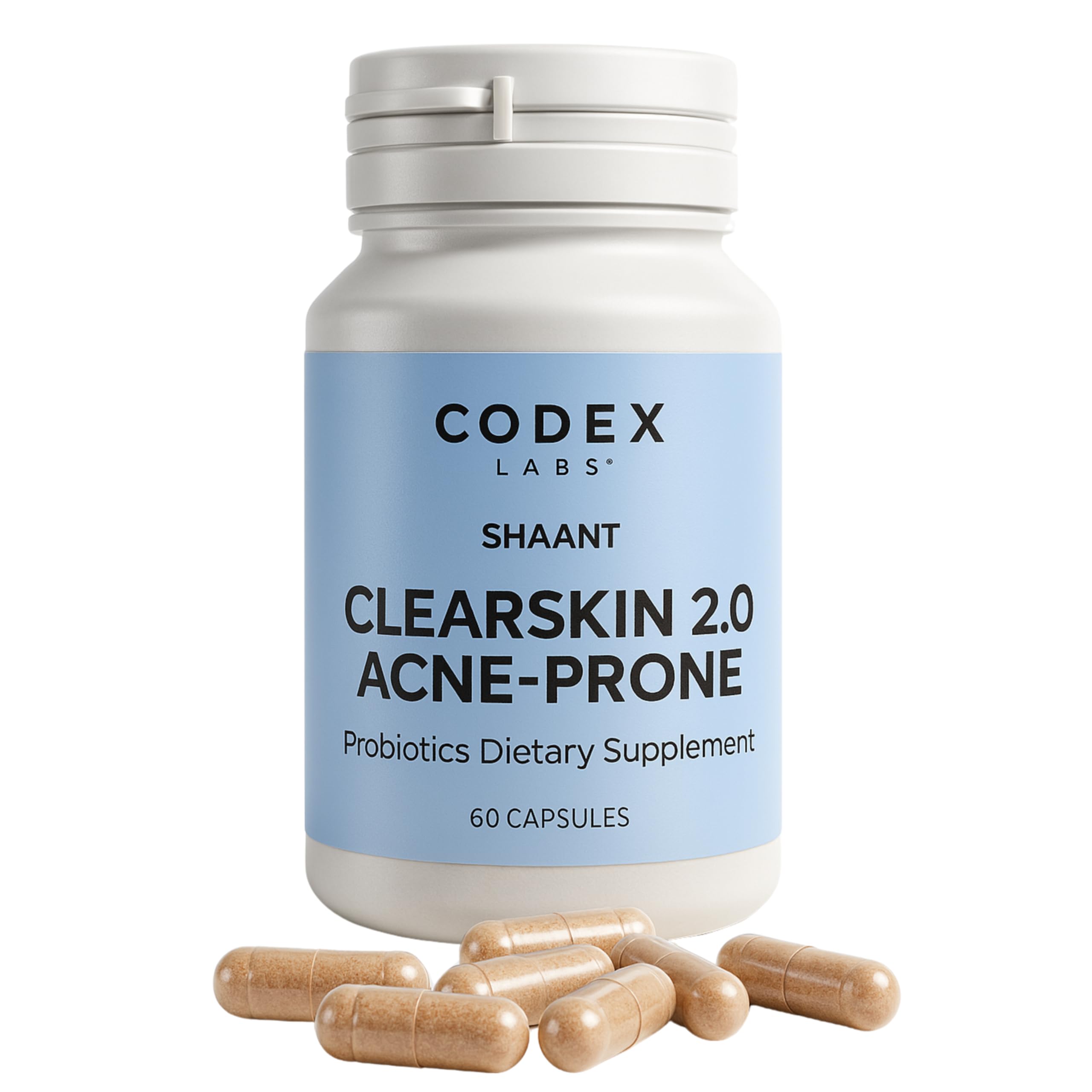 Codex Labs Shaant Clear Skin Supplement – 60 Vegan Capsules | Acne Probiotics with 9-Strain Blend, Green Tea EGCG & Guggul – Daily Support for Acne-Prone Skin & Clear Complexion Codex LabsAu supplements